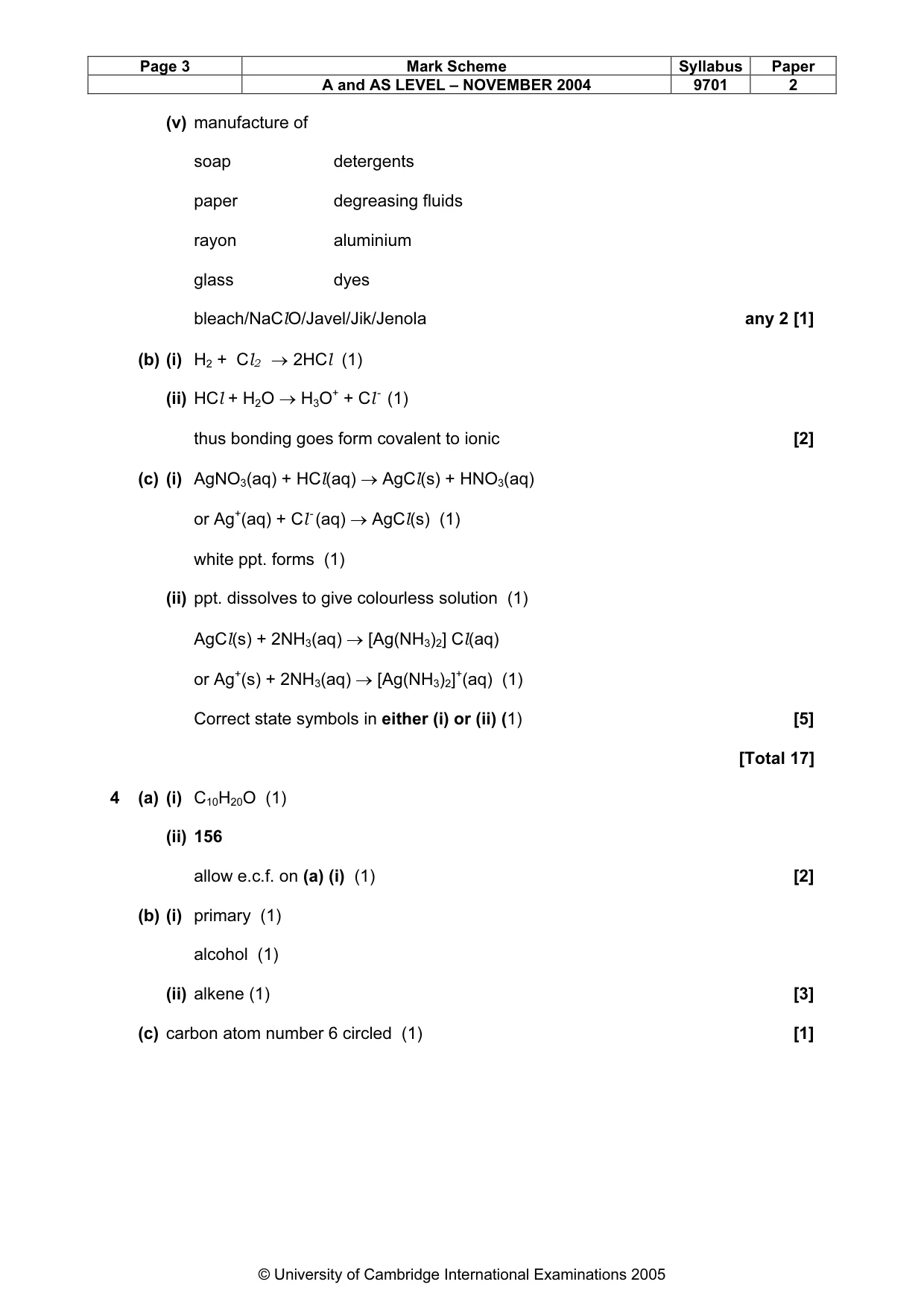 Mark scheme, page 6 of 8