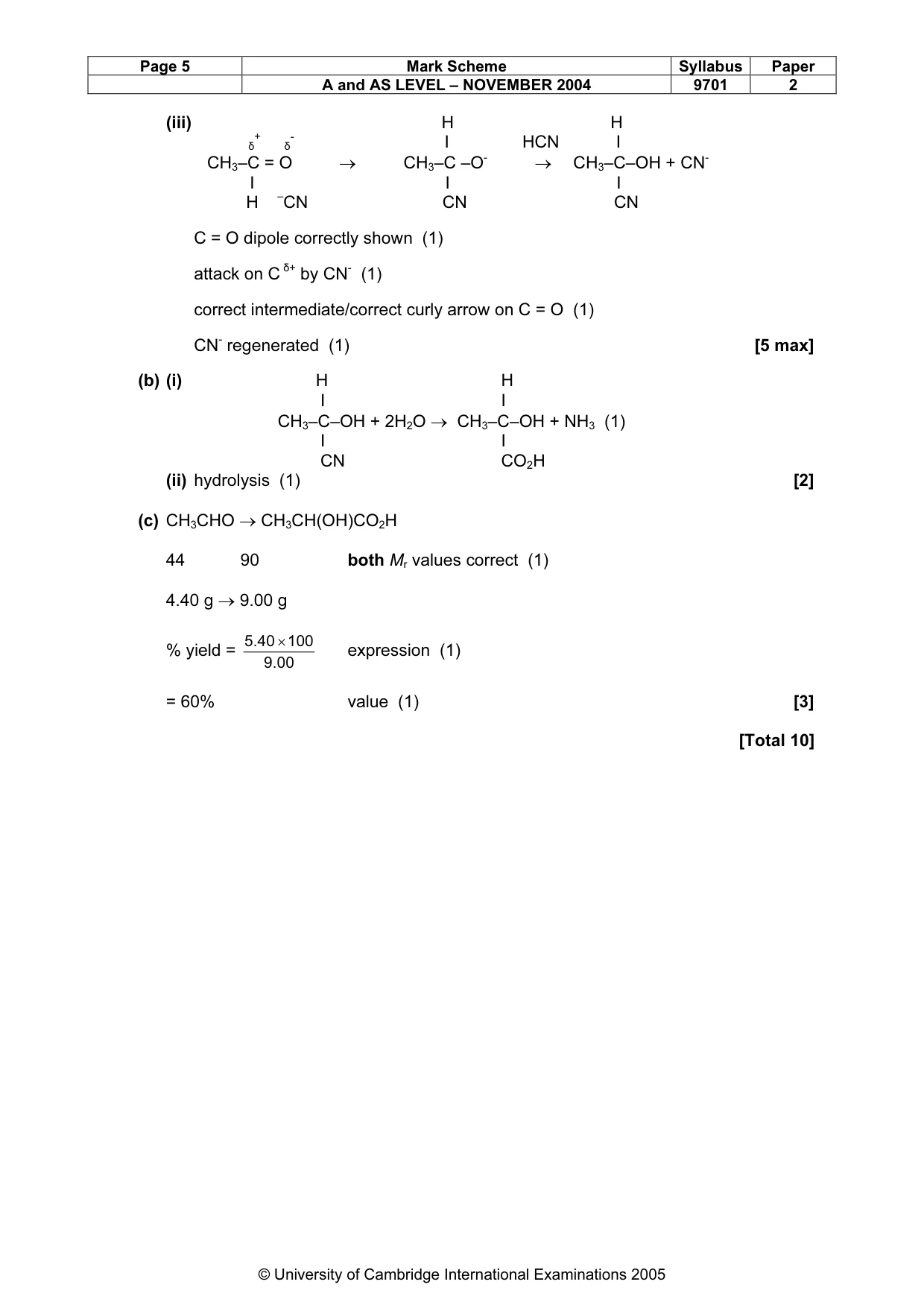 Mark scheme, page 8 of 8