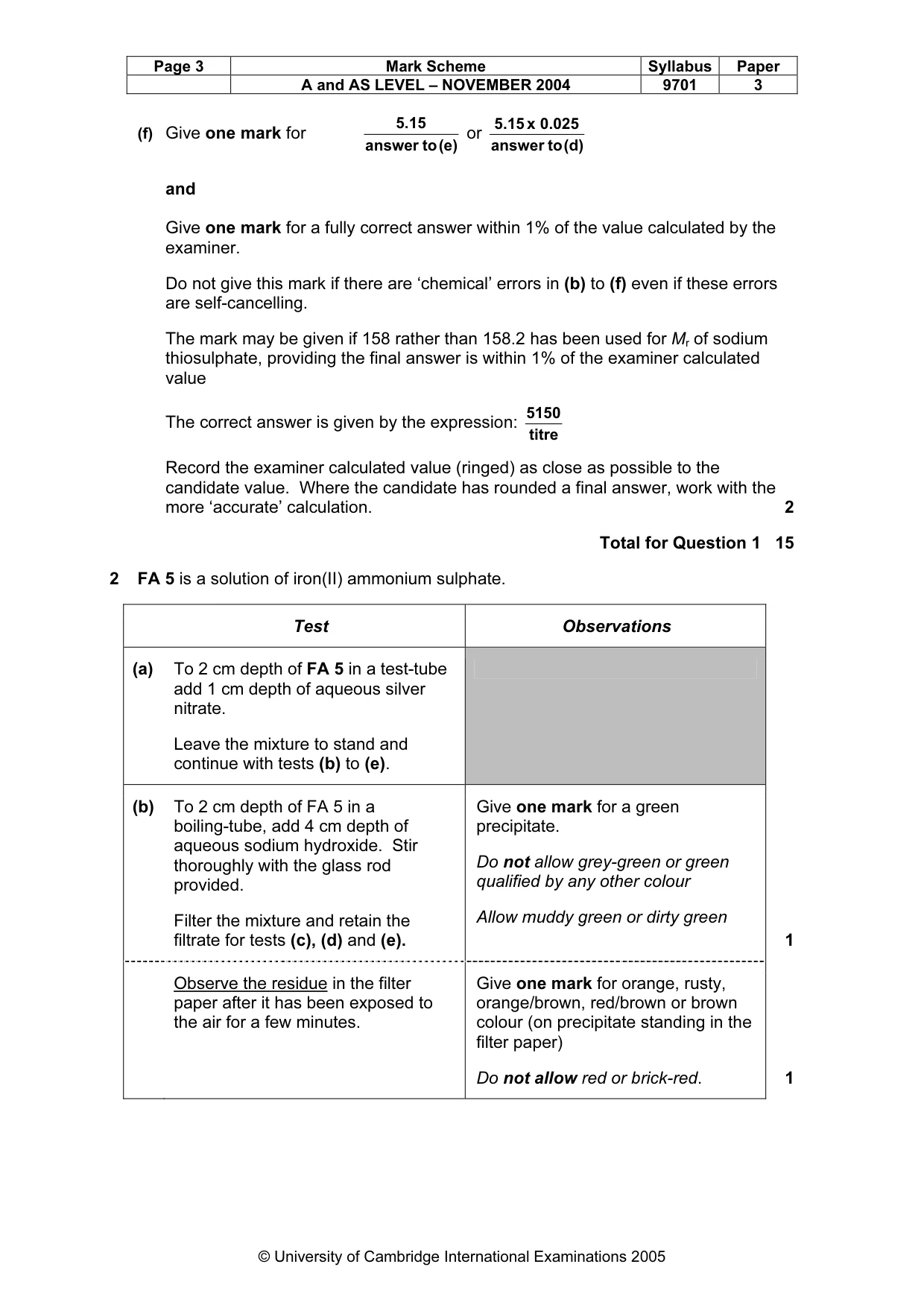 Mark scheme, page 6 of 8
