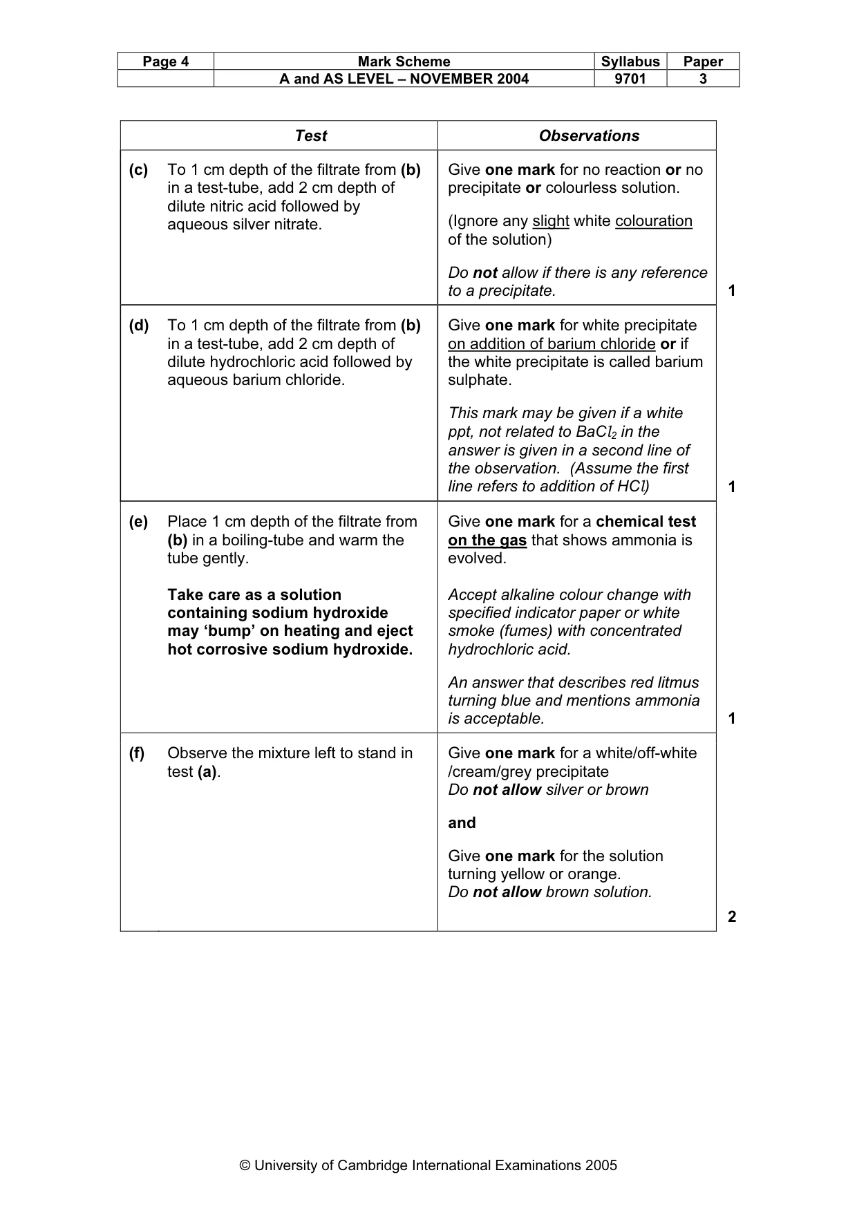 Mark scheme, page 7 of 8