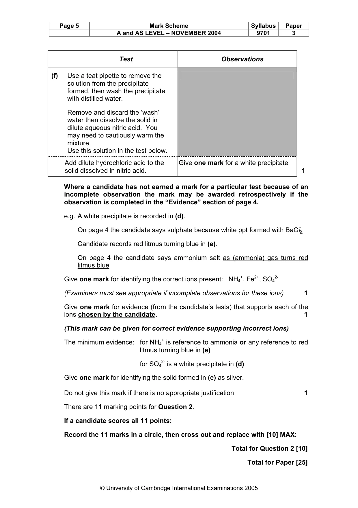 Mark scheme, page 8 of 8