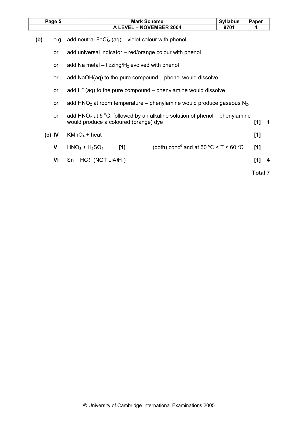 Mark scheme, page 8 of 8