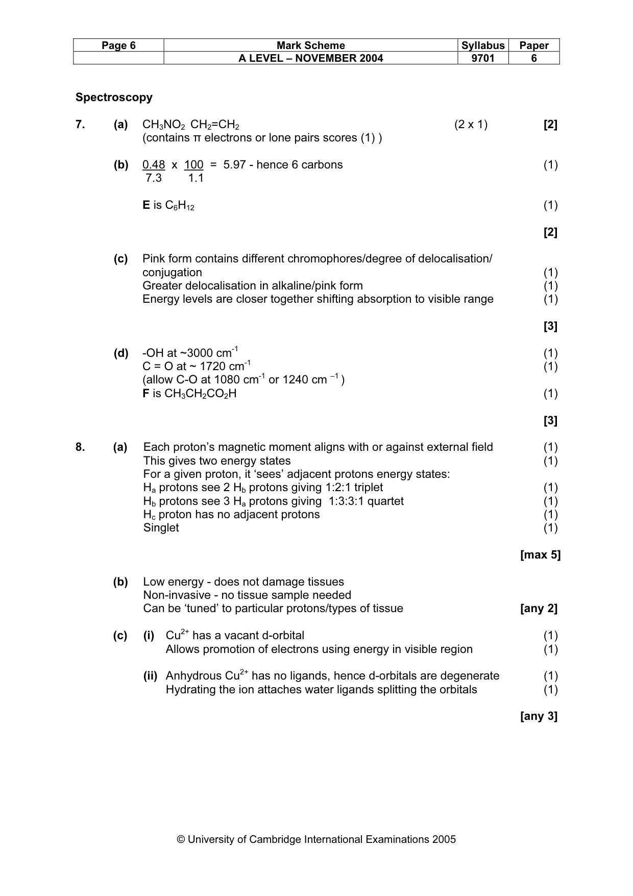 Mark scheme, page 9 of 11
