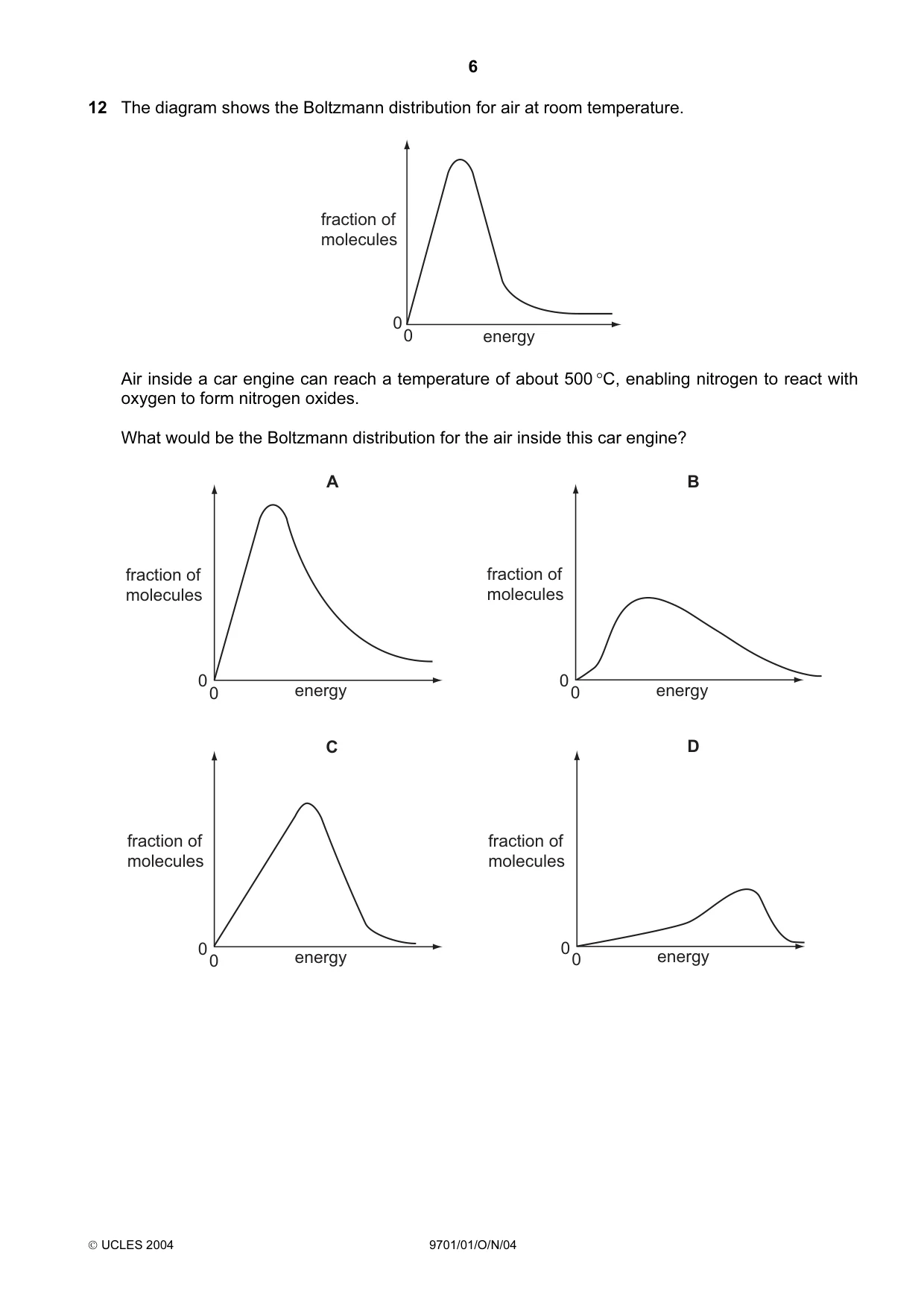 Cambridge A Level Chemistry 9701 2004 Oct/Nov Paper 1 · Variant 1 question paper, page 6 of 20