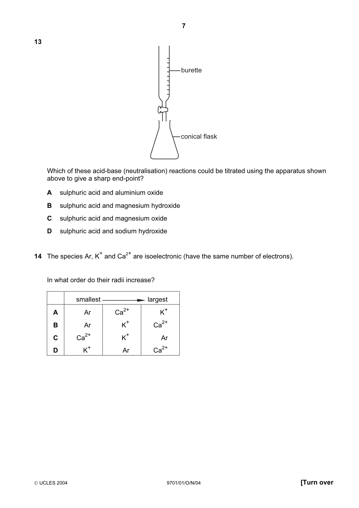 Cambridge A Level Chemistry 9701 2004 Oct/Nov Paper 1 · Variant 1 question paper, page 7 of 20