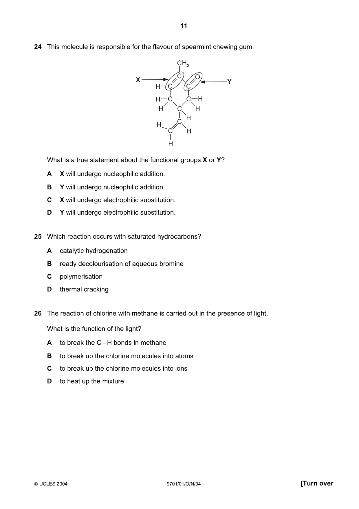 Cambridge A Level Chemistry 9701 2004 Oct/Nov Paper 1 · Variant 1 question paper, page 11 of 20