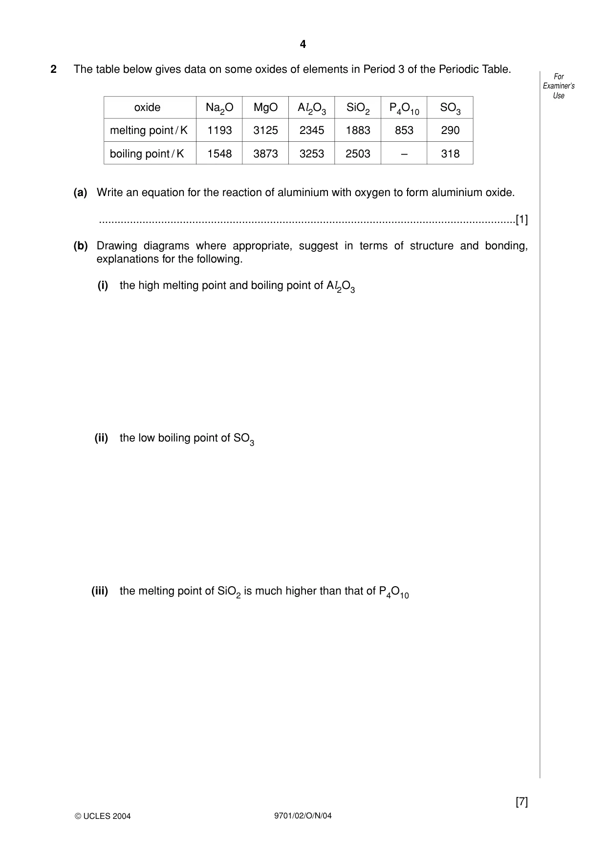 Cambridge A Level Chemistry 9701 2004 Oct/Nov Paper 2 · Variant 1 question paper, page 4 of 12