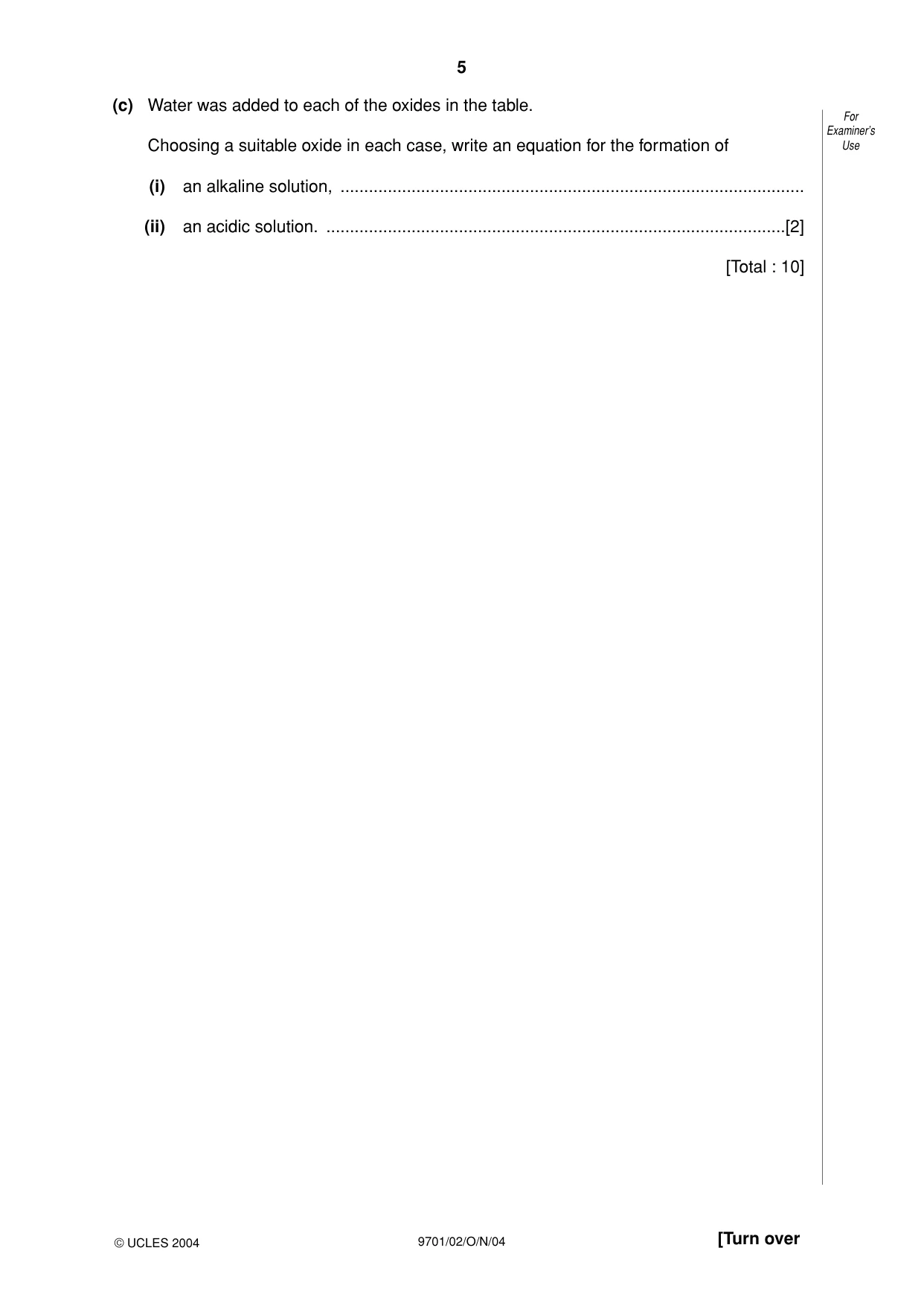 Cambridge A Level Chemistry 9701 2004 Oct/Nov Paper 2 · Variant 1 question paper, page 5 of 12