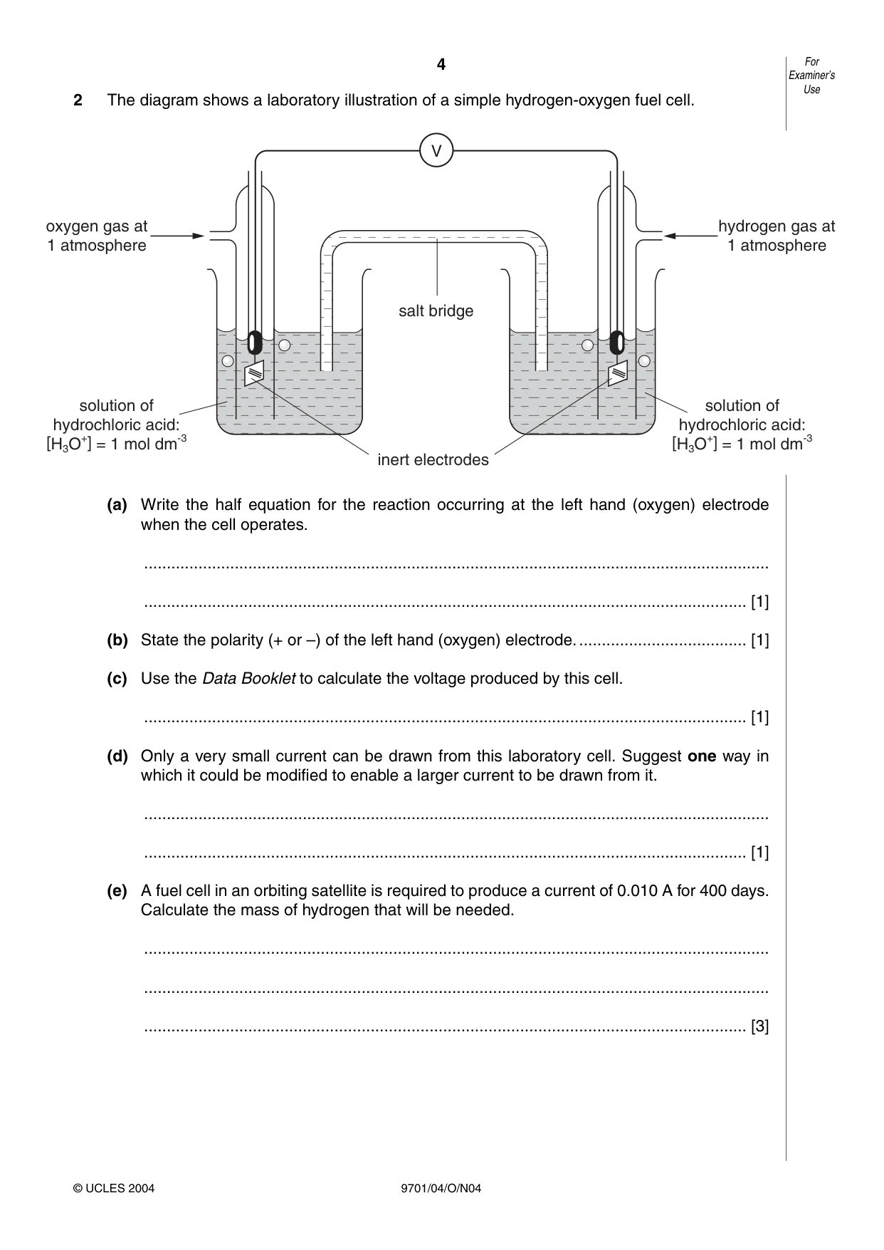 Cambridge A Level Chemistry 9701 2004 Oct/Nov Paper 4 · Variant 1 question paper, page 4 of 12