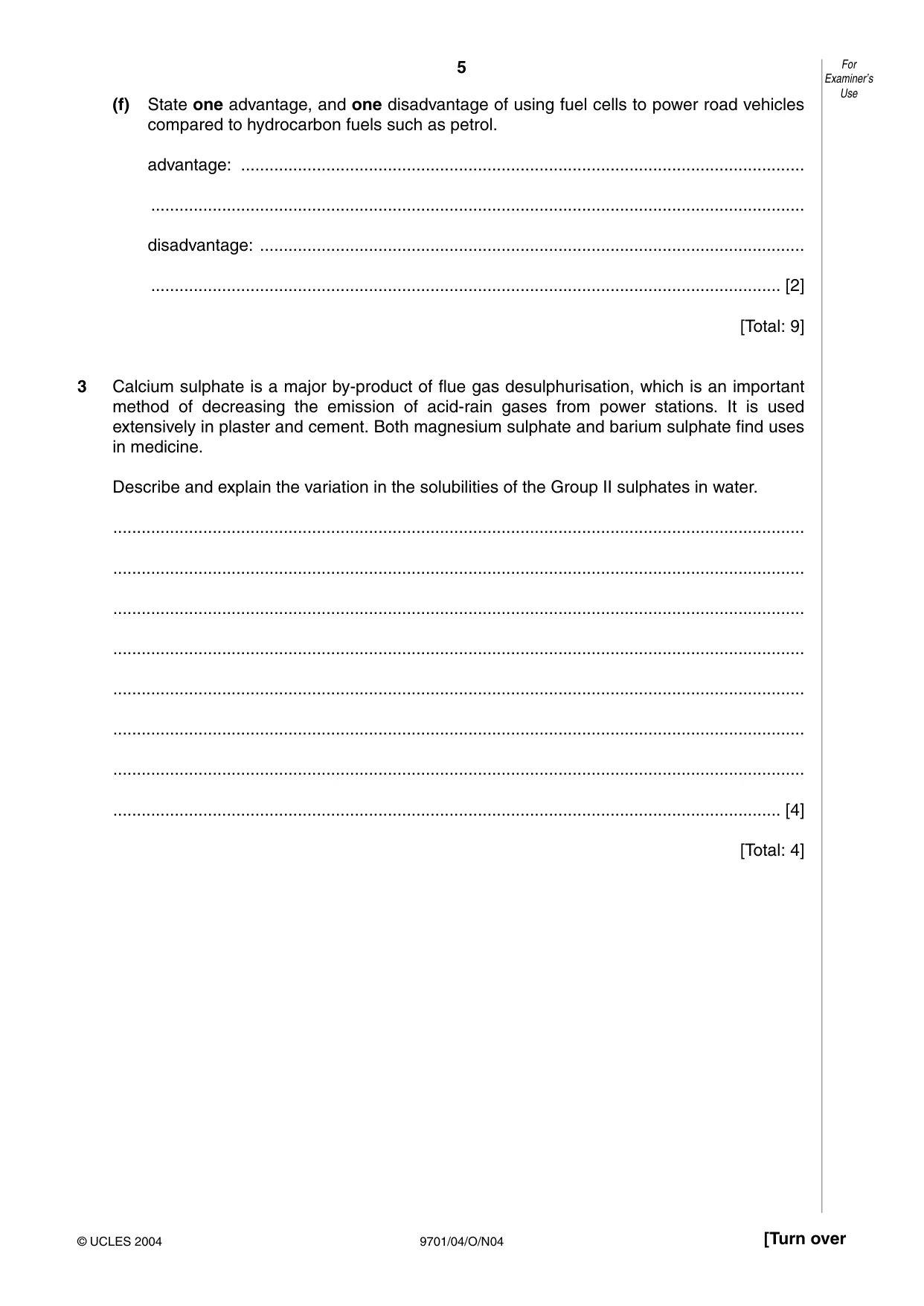 Cambridge A Level Chemistry 9701 2004 Oct/Nov Paper 4 · Variant 1 question paper, page 5 of 12