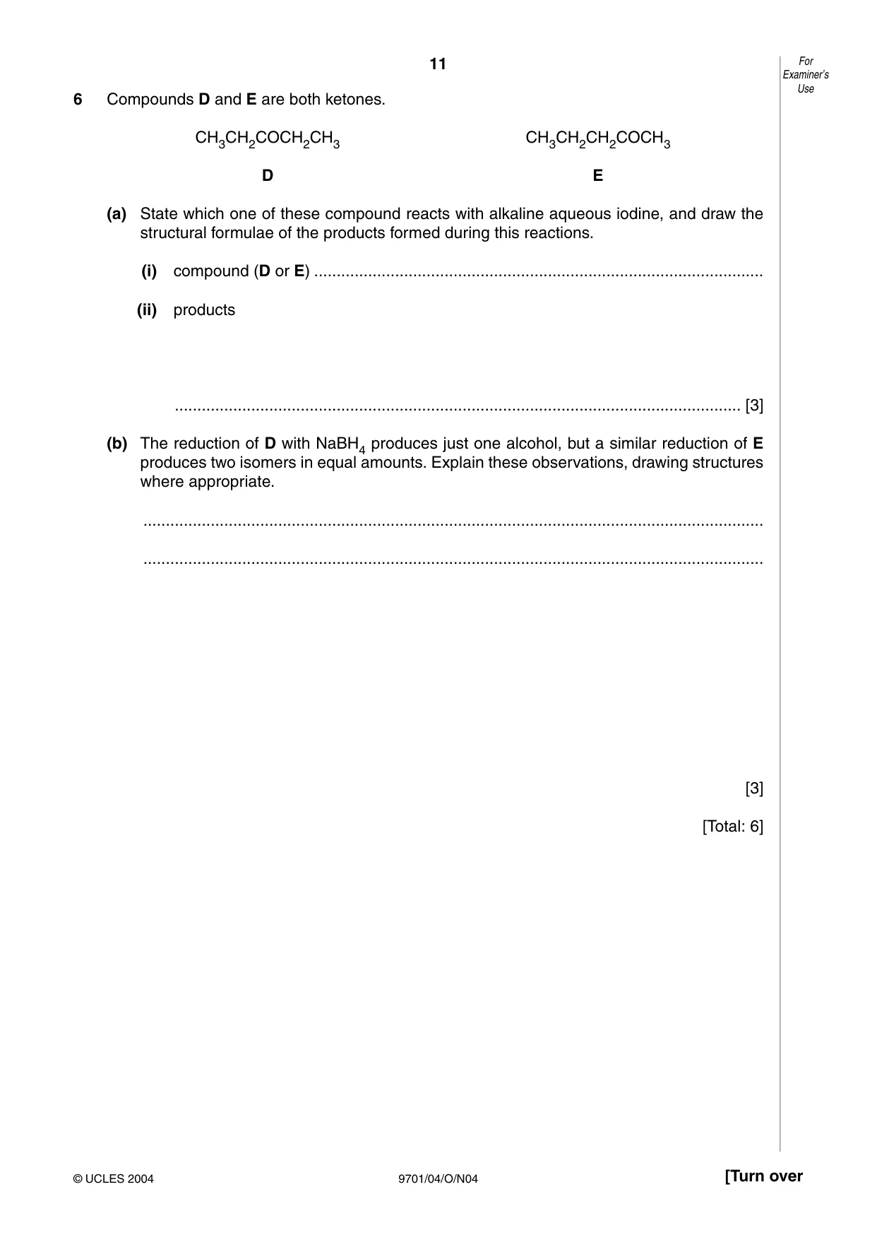 Cambridge A Level Chemistry 9701 2004 Oct/Nov Paper 4 · Variant 1 question paper, page 11 of 12