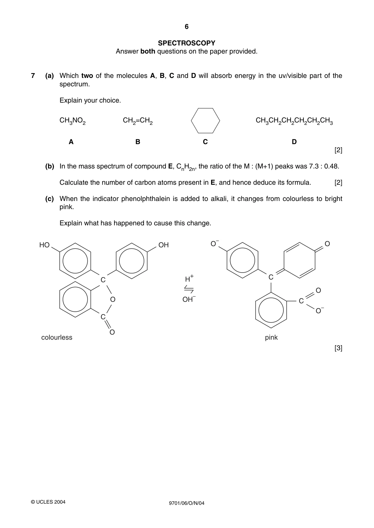 Cambridge A Level Chemistry 9701 2004 Oct/Nov Paper 6 · Variant 1 question paper, page 6 of 8