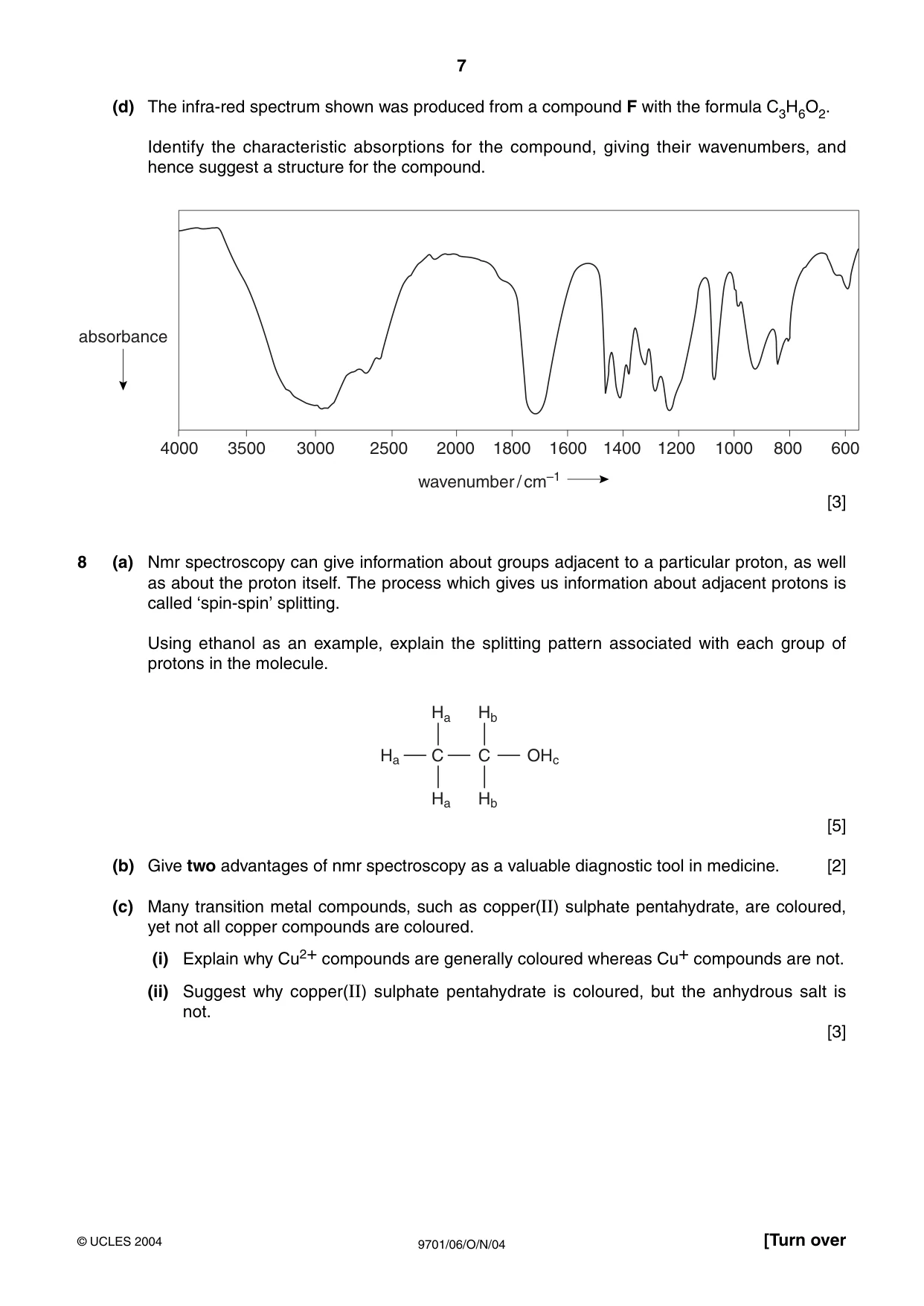 Cambridge A Level Chemistry 9701 2004 Oct/Nov Paper 6 · Variant 1 question paper, page 7 of 8