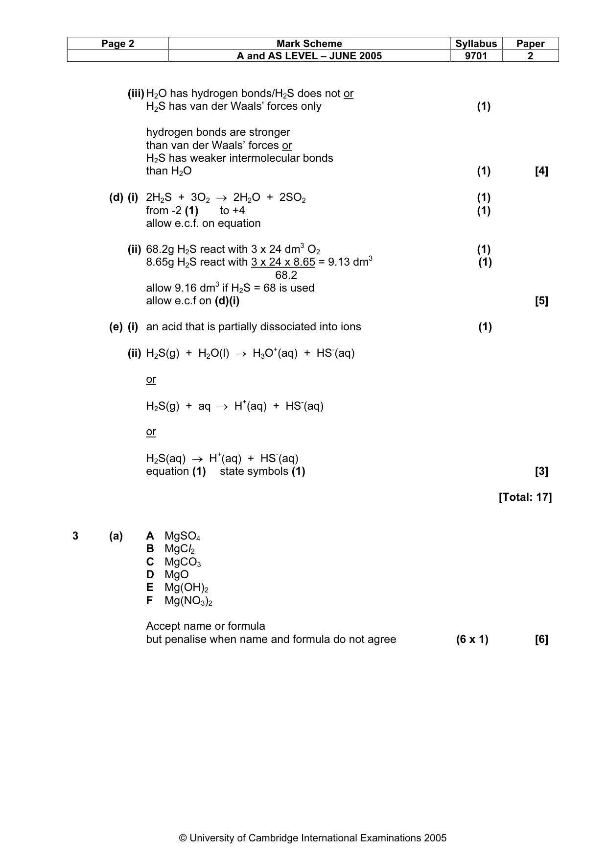 Mark scheme, page 5 of 7
