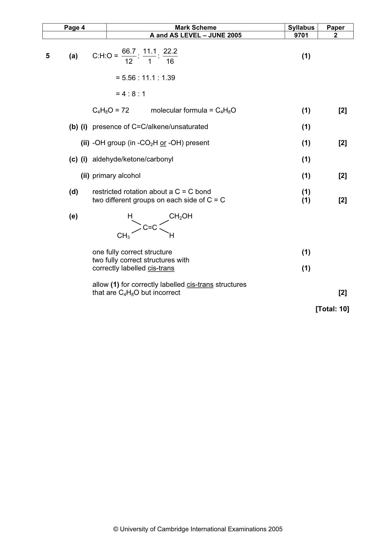 Mark scheme, page 7 of 7