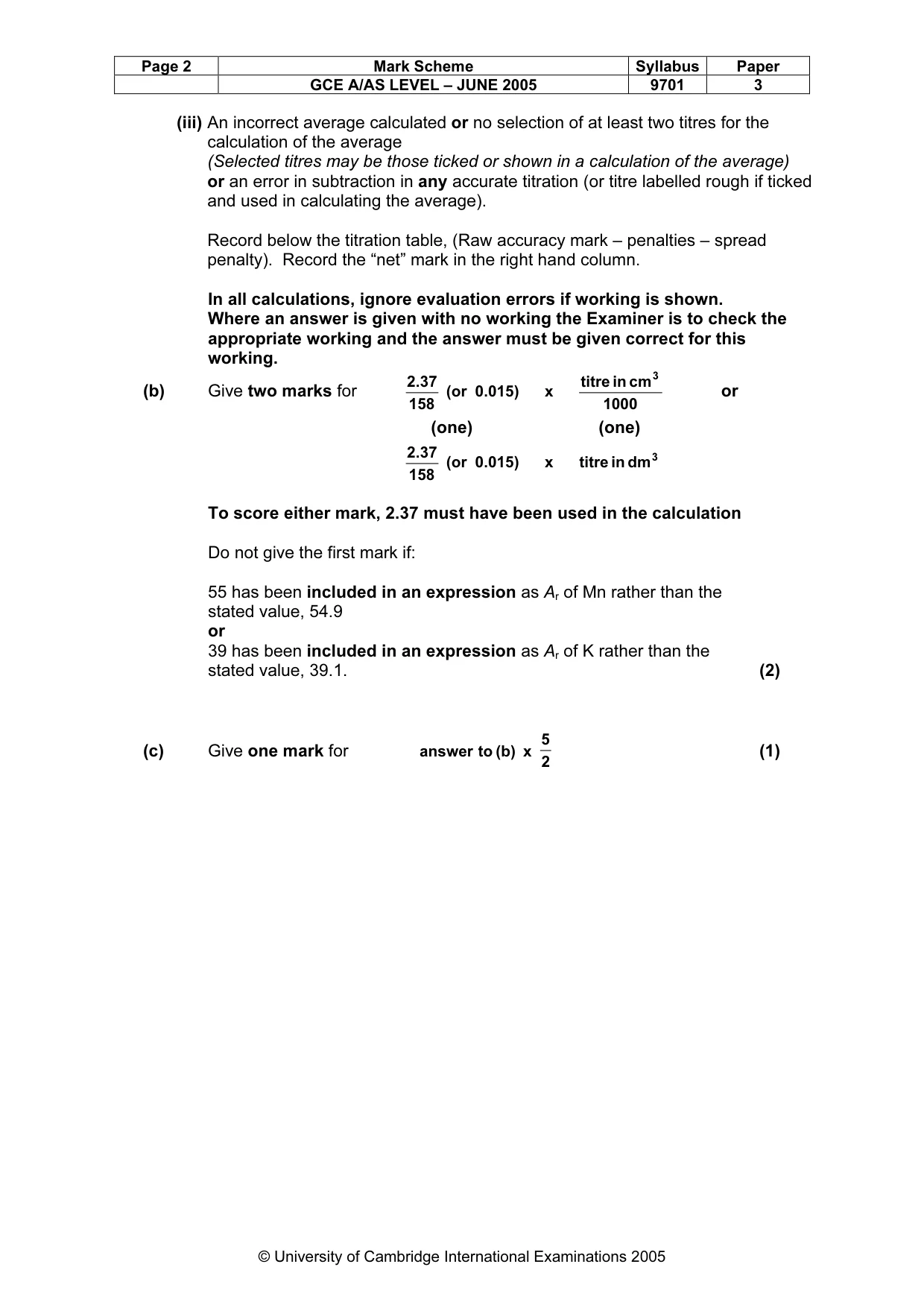 Mark scheme, page 5 of 9