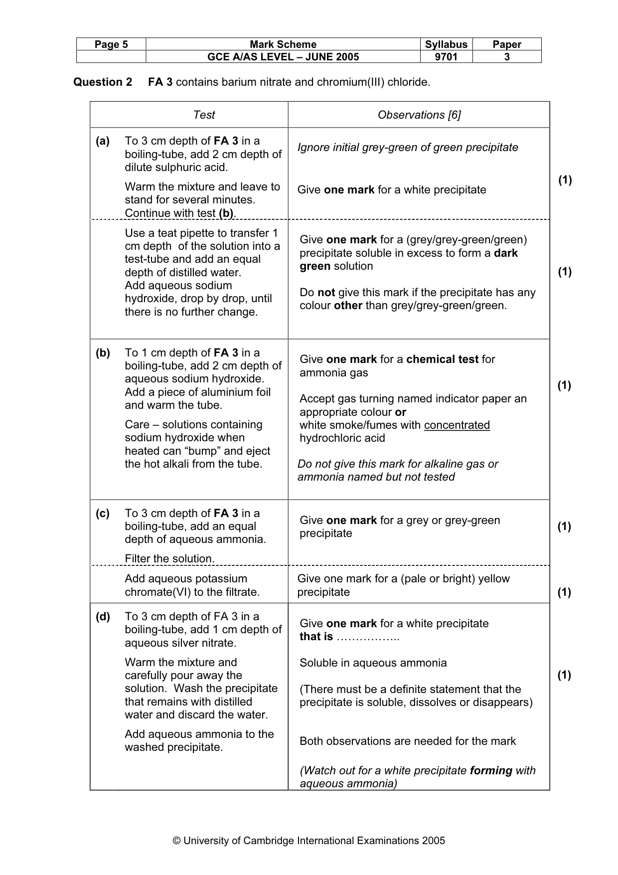Mark scheme, page 8 of 9