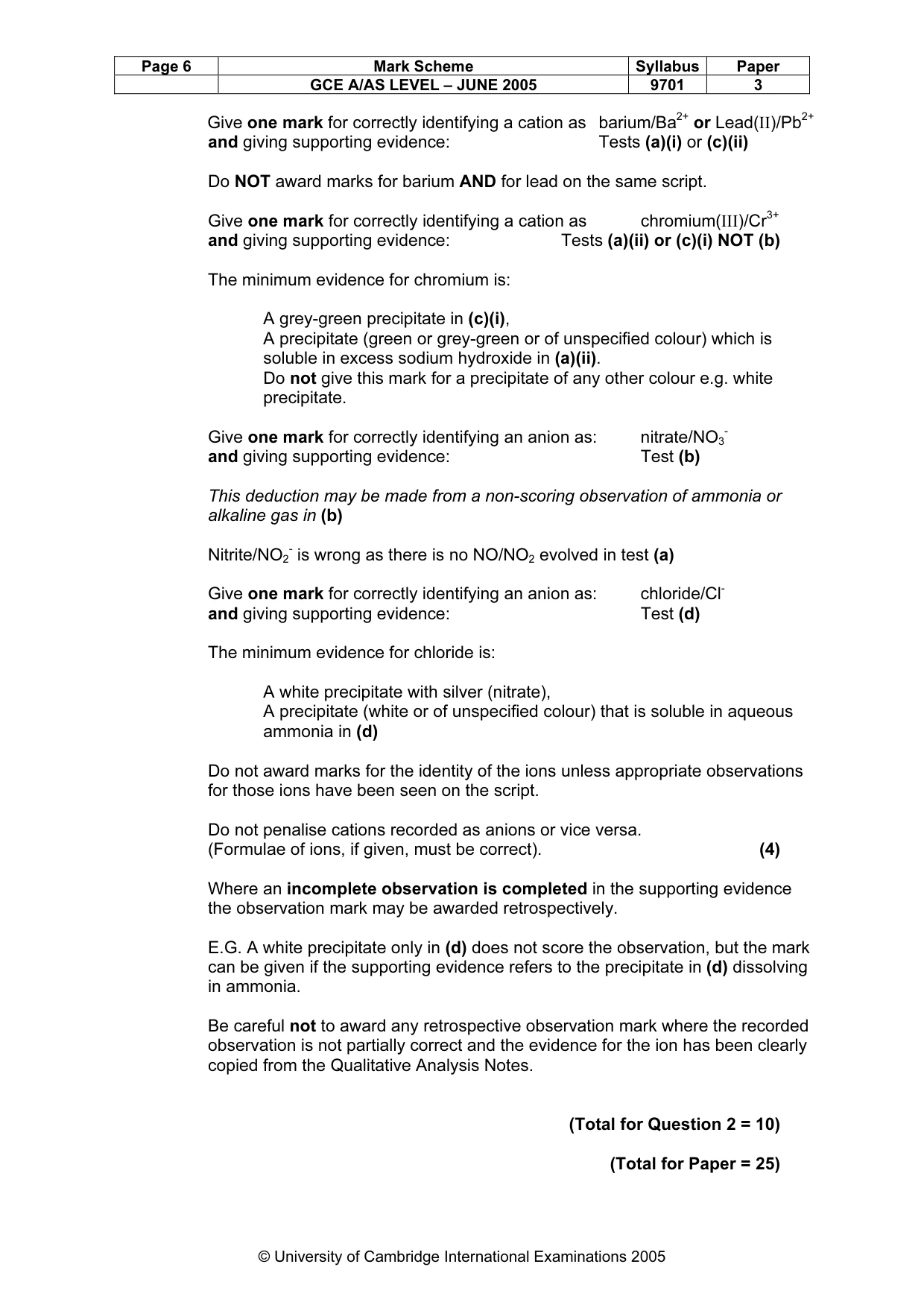 Mark scheme, page 9 of 9