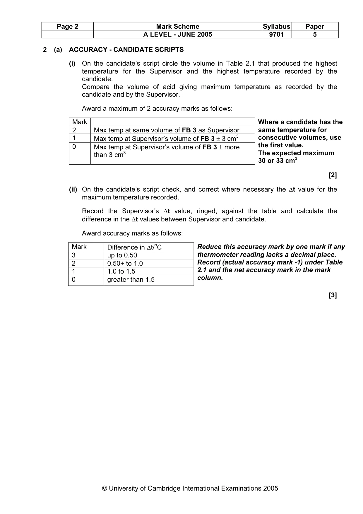 Mark scheme, page 5 of 10