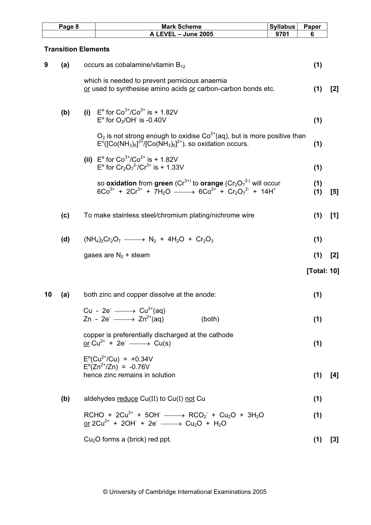 Mark scheme, page 11 of 12