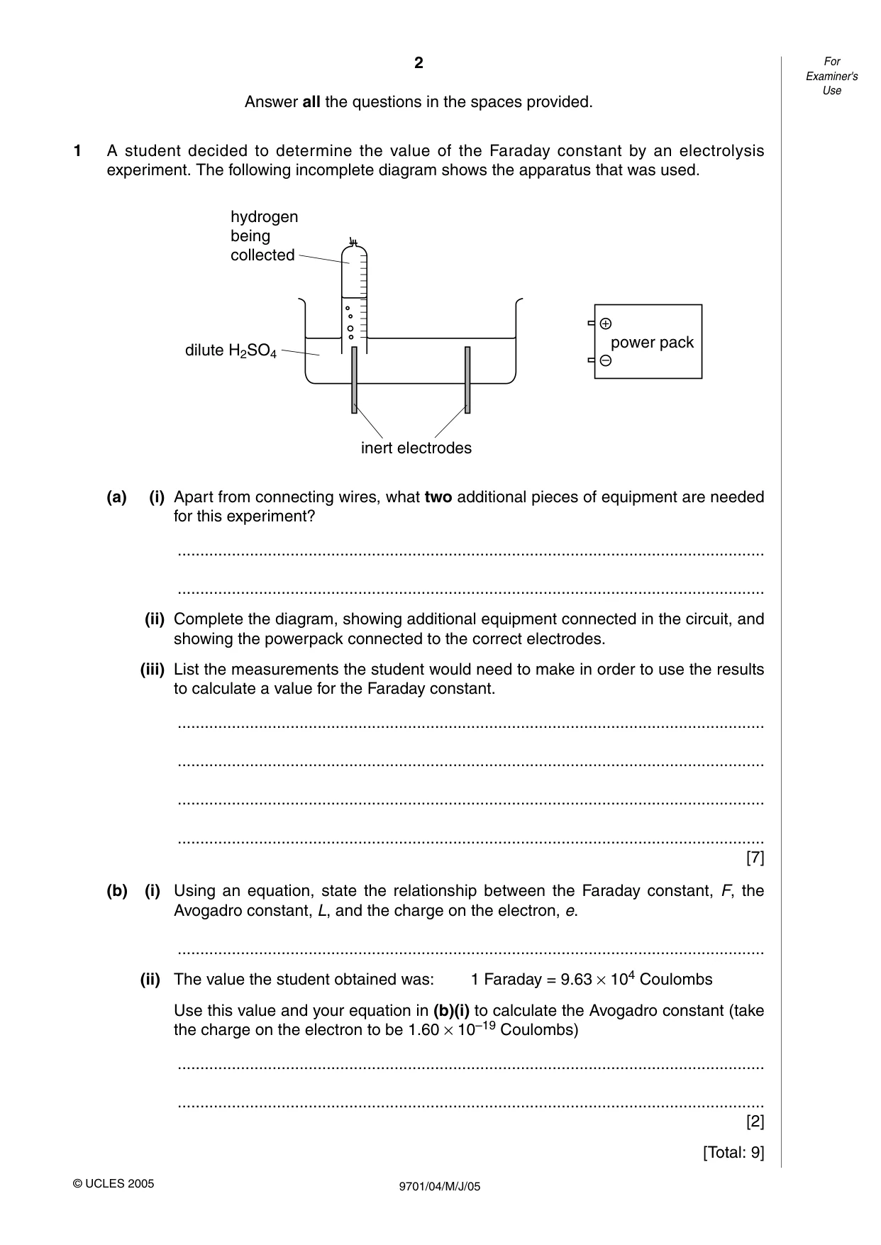 Cambridge A Level Chemistry 9701 2005 May/June Paper 4 · Variant 1 question paper, page 2 of 12