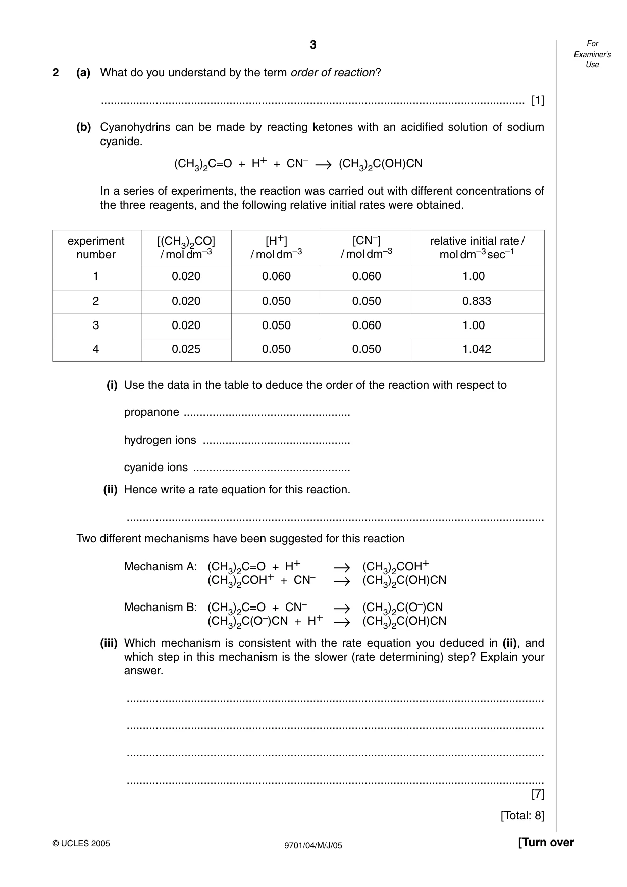 Cambridge A Level Chemistry 9701 2005 May/June Paper 4 · Variant 1 question paper, page 3 of 12