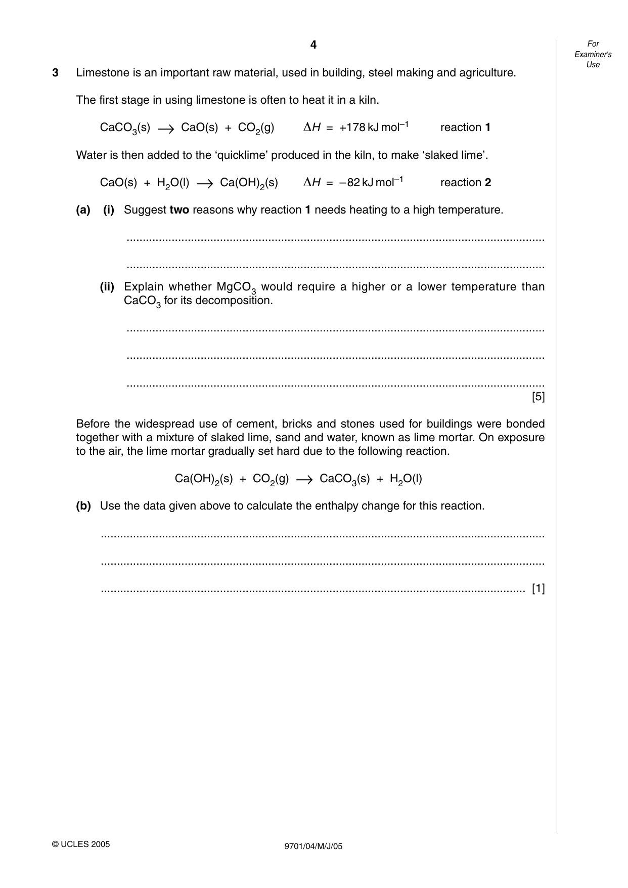 Cambridge A Level Chemistry 9701 2005 May/June Paper 4 · Variant 1 question paper, page 4 of 12