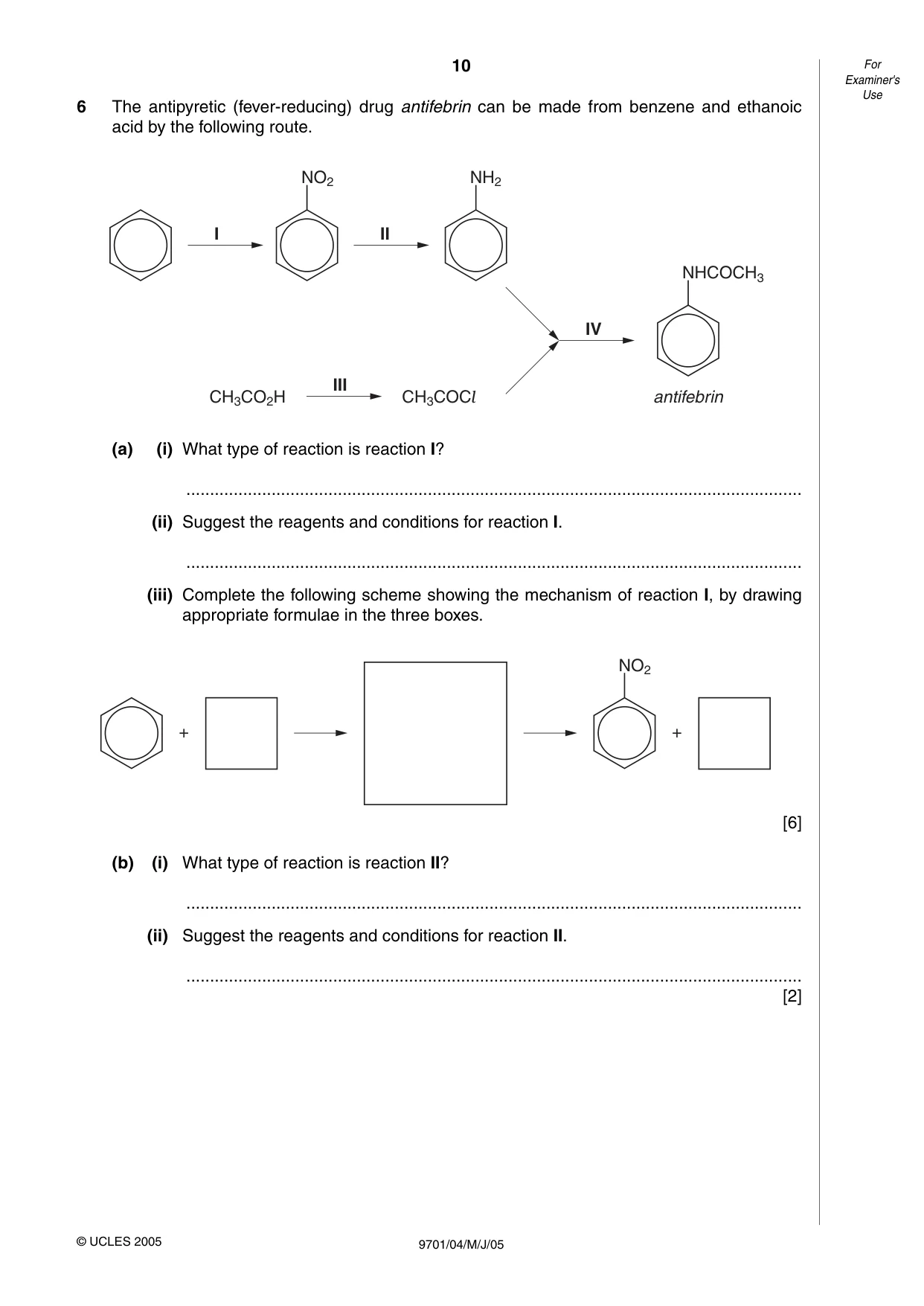 Cambridge A Level Chemistry 9701 2005 May/June Paper 4 · Variant 1 question paper, page 10 of 12