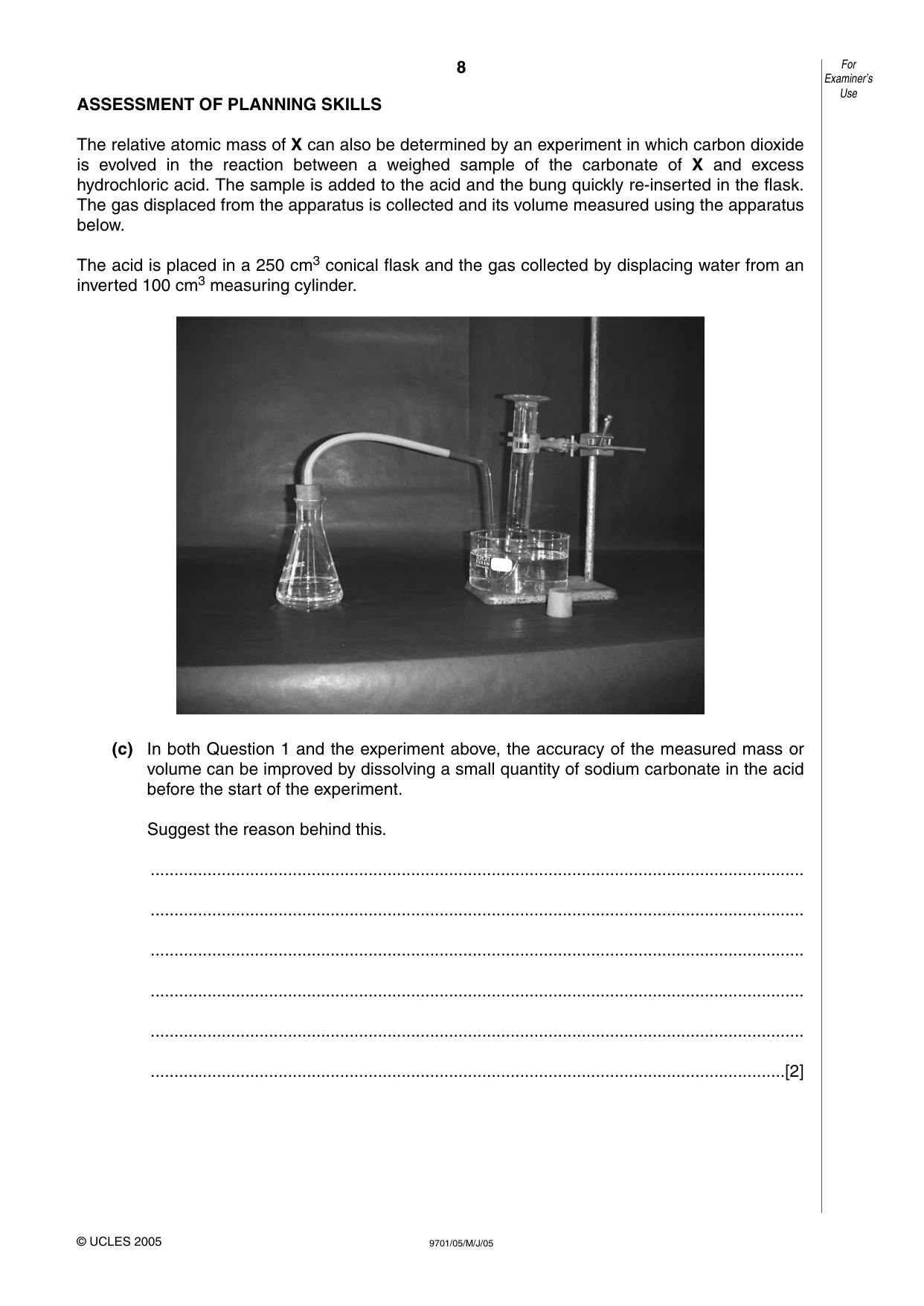 Cambridge A Level Chemistry 9701 2005 May/June Paper 5 · Variant 1 question paper, page 8 of 12