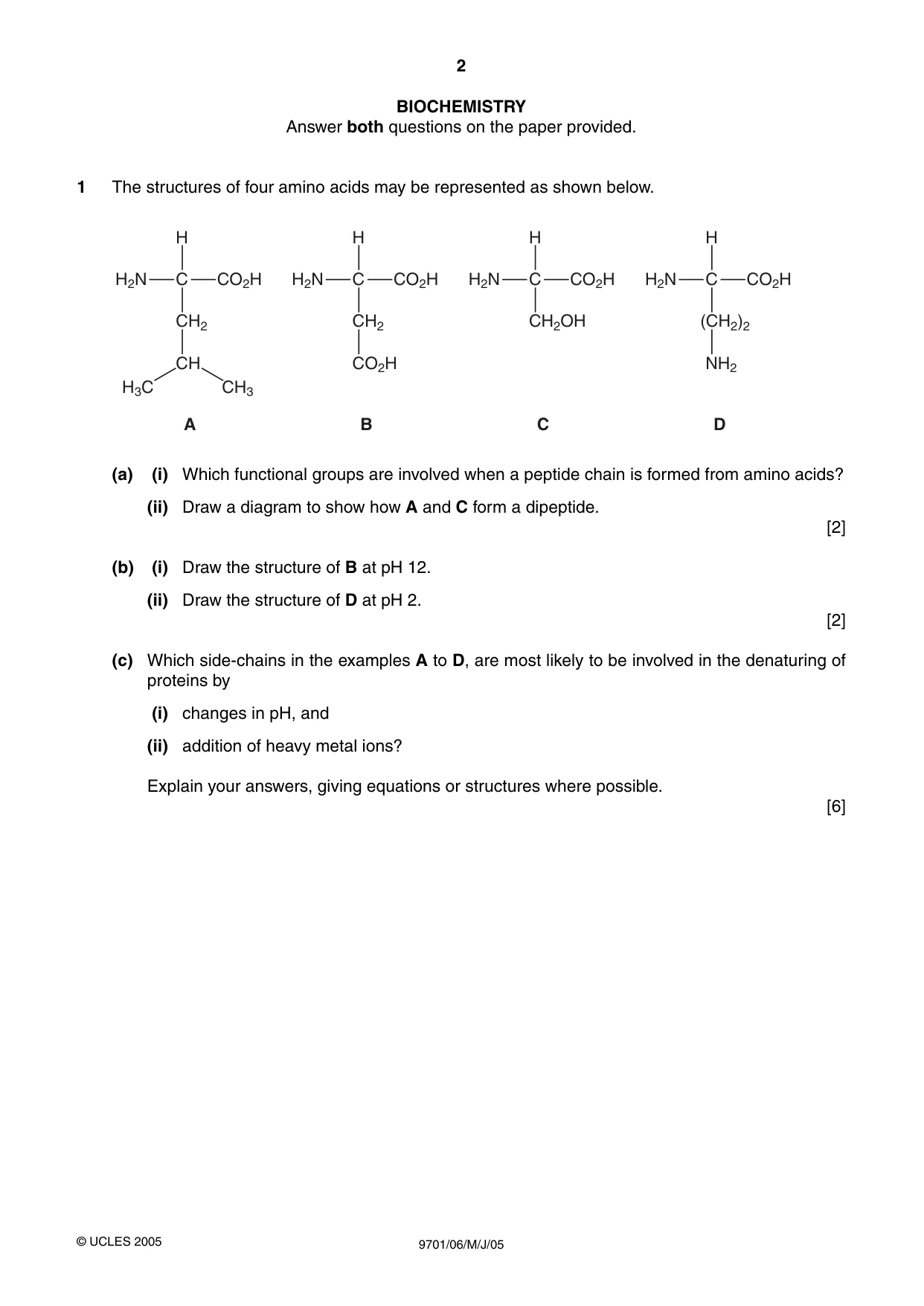 Cambridge A Level Chemistry 9701 2005 May/June Paper 6 · Variant 1 question paper, page 2 of 8