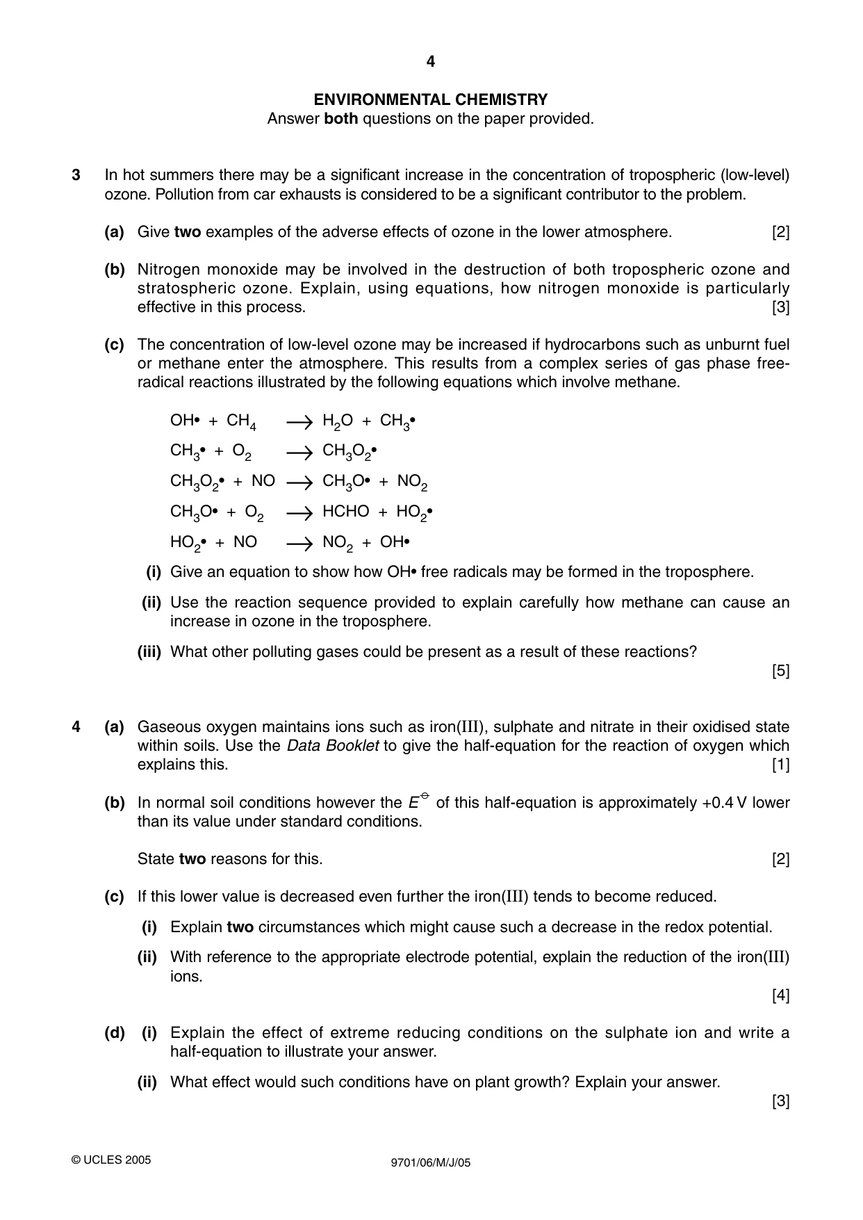 Cambridge A Level Chemistry 9701 2005 May/June Paper 6 · Variant 1 question paper, page 4 of 8