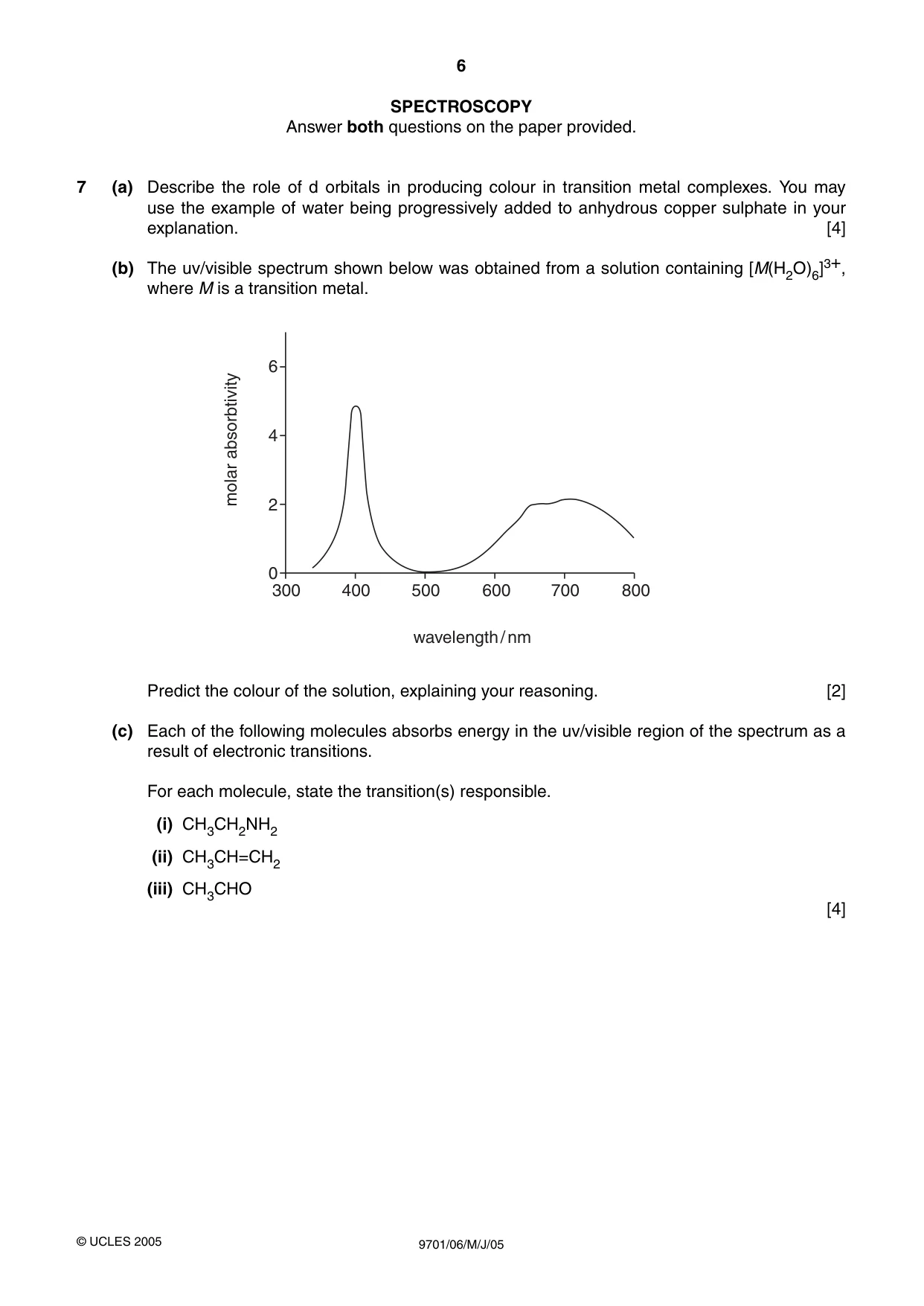 Cambridge A Level Chemistry 9701 2005 May/June Paper 6 · Variant 1 question paper, page 6 of 8
