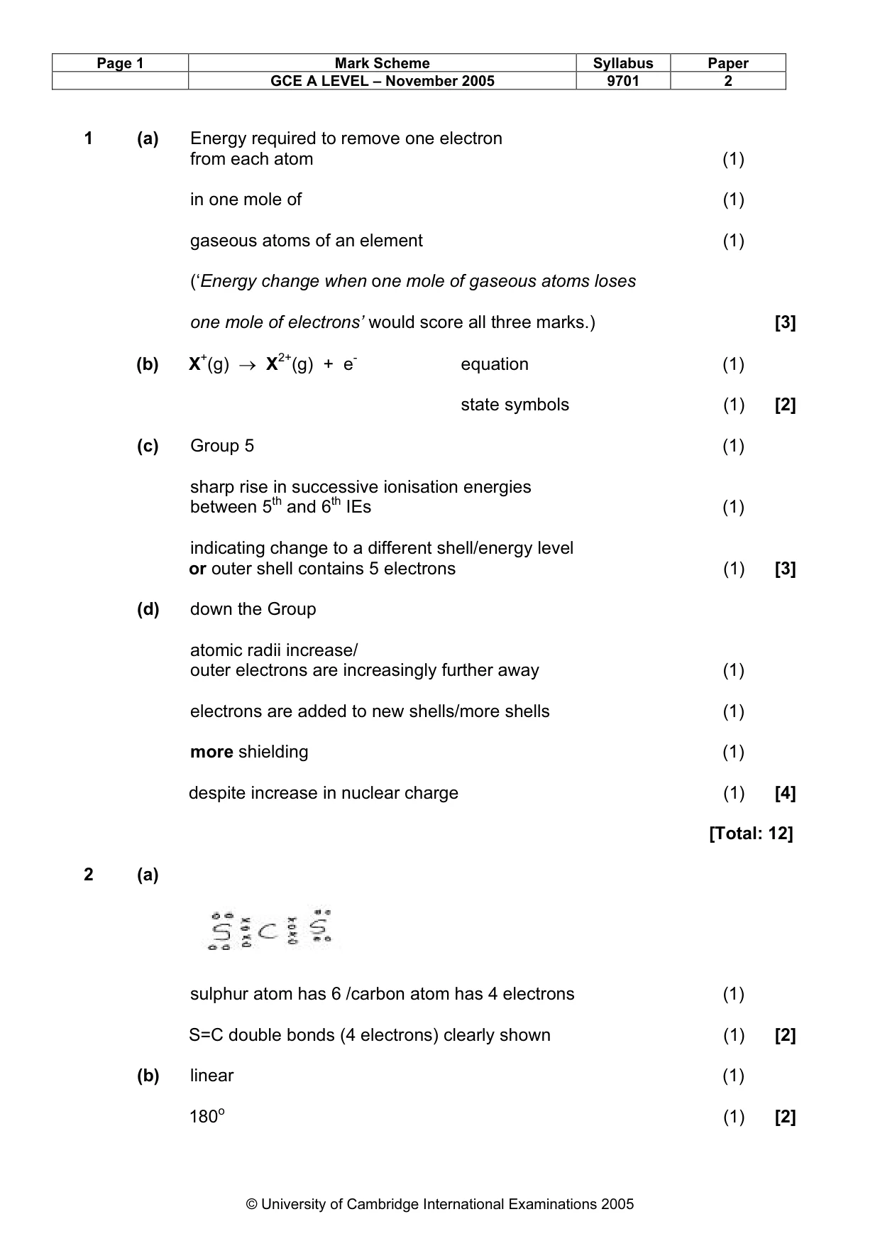 Mark scheme, page 2 of 5