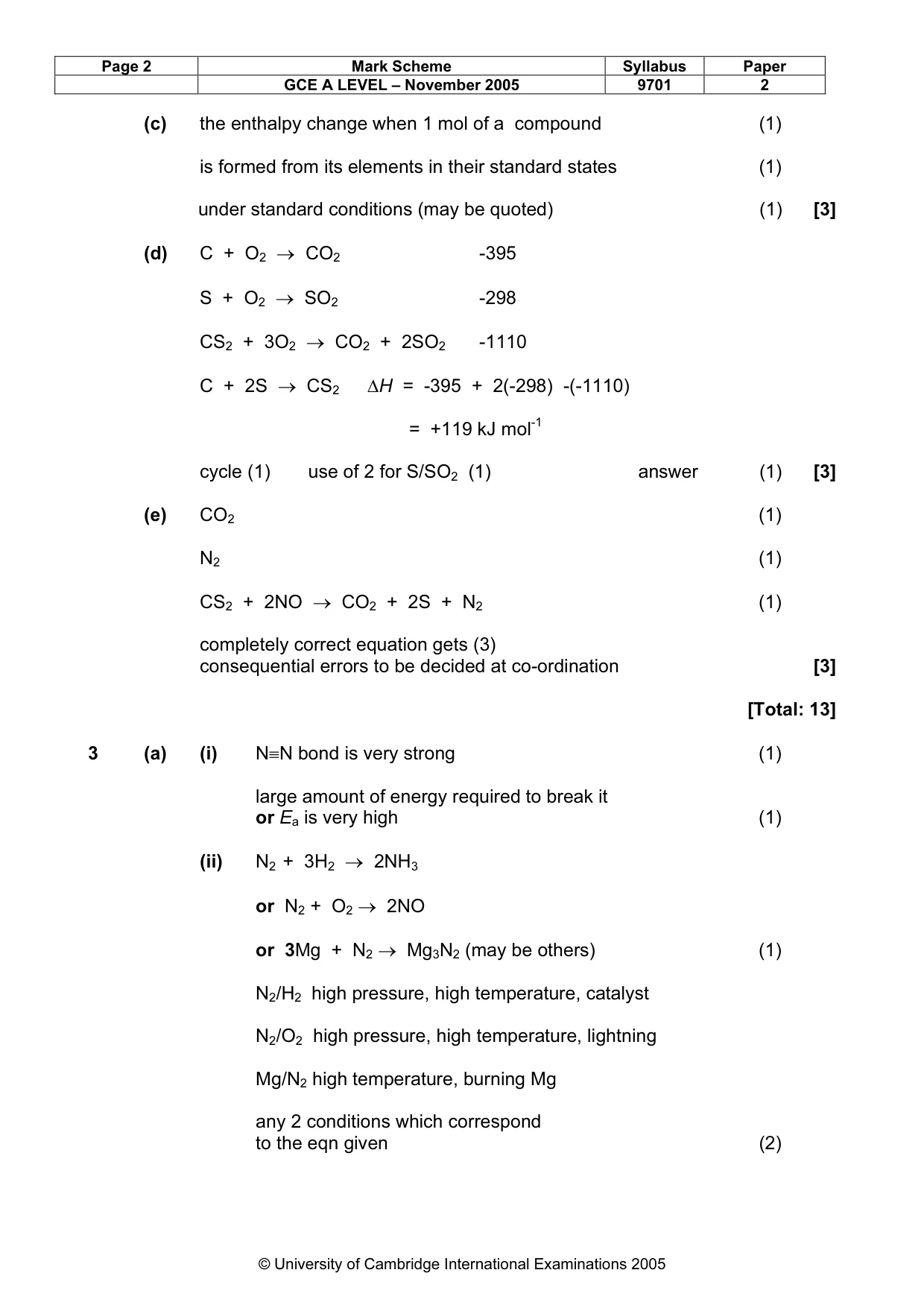 Mark scheme, page 3 of 5