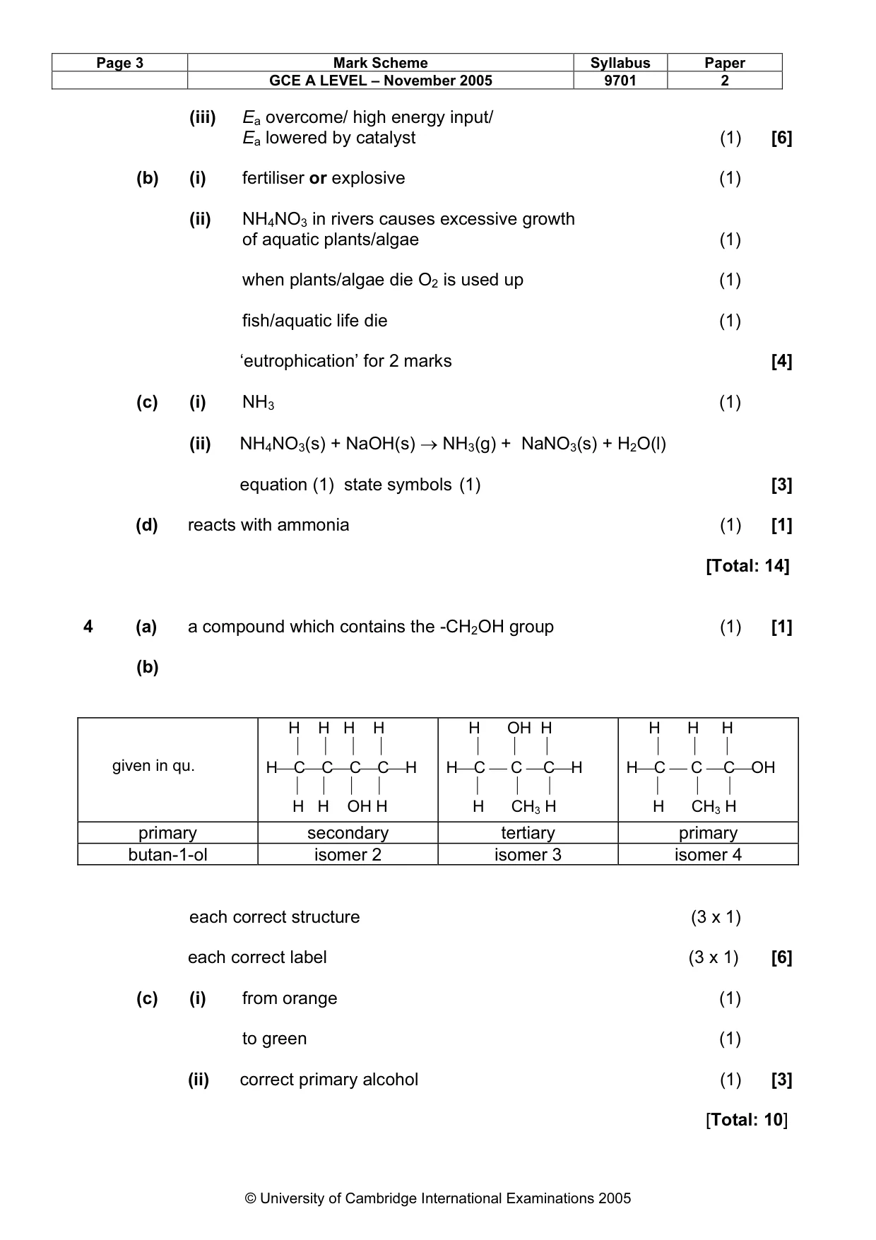 Mark scheme, page 4 of 5