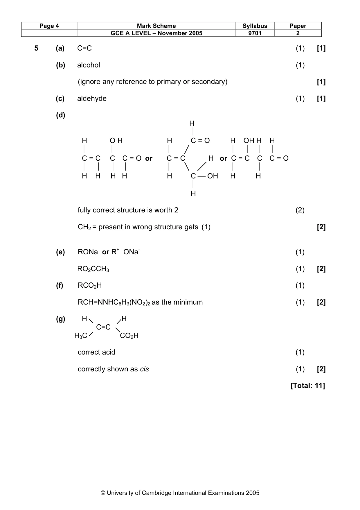 Mark scheme, page 5 of 5