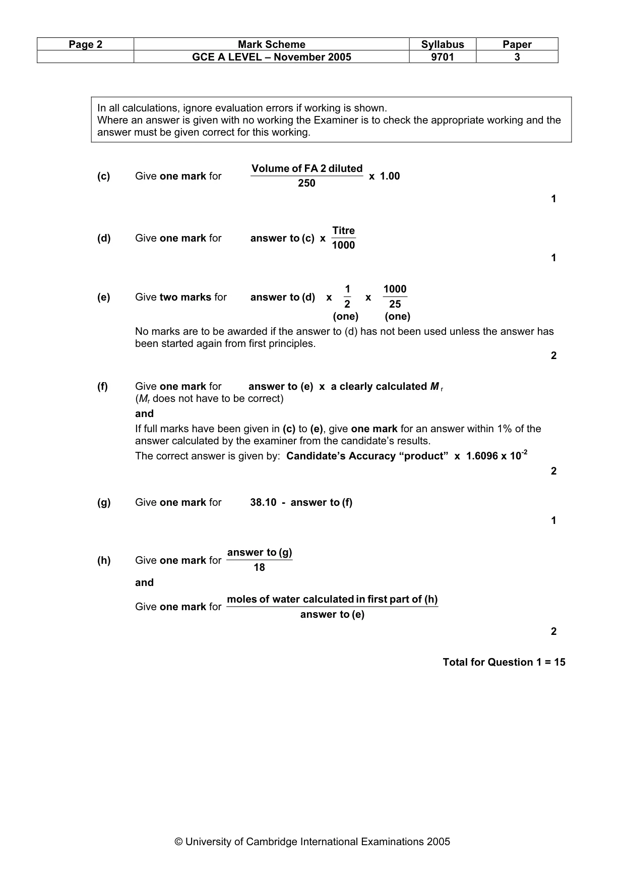 Mark scheme, page 3 of 4