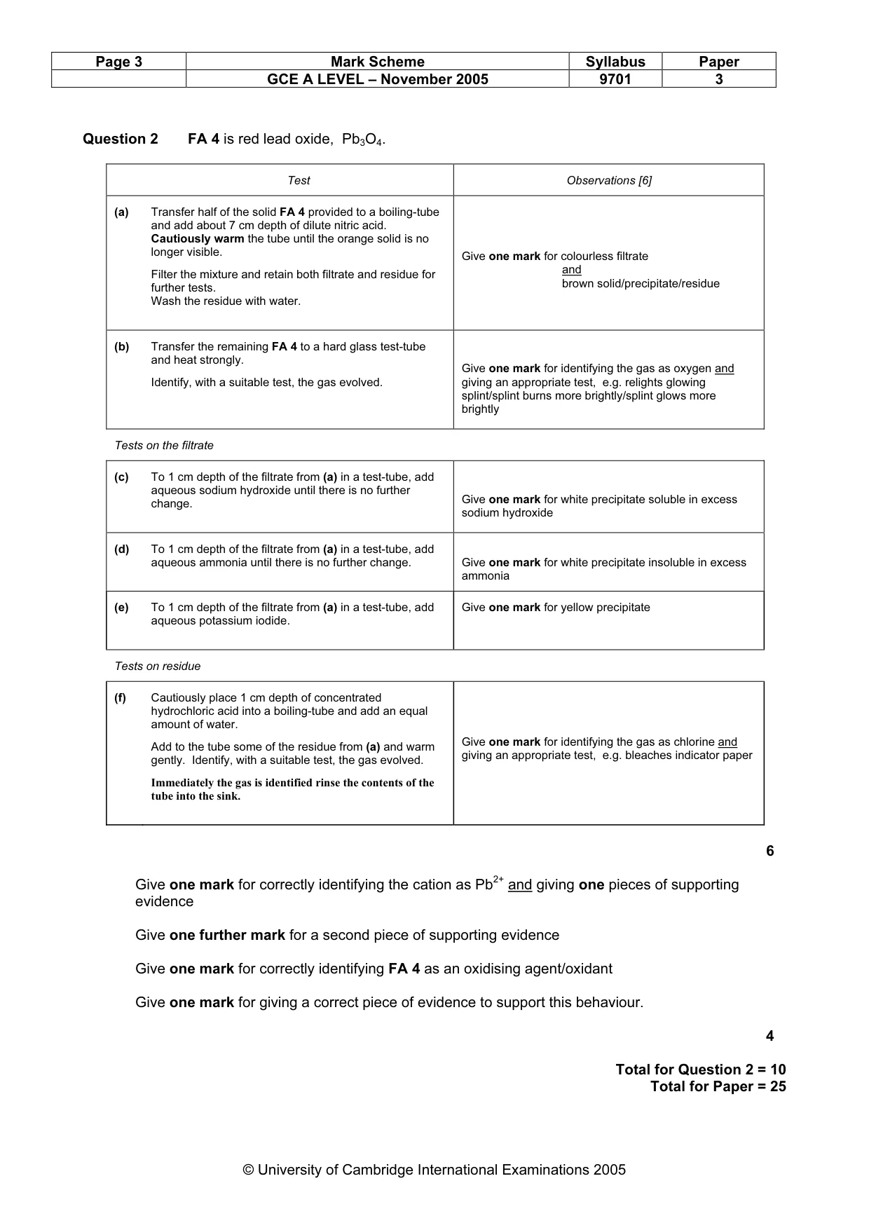 Mark scheme, page 4 of 4