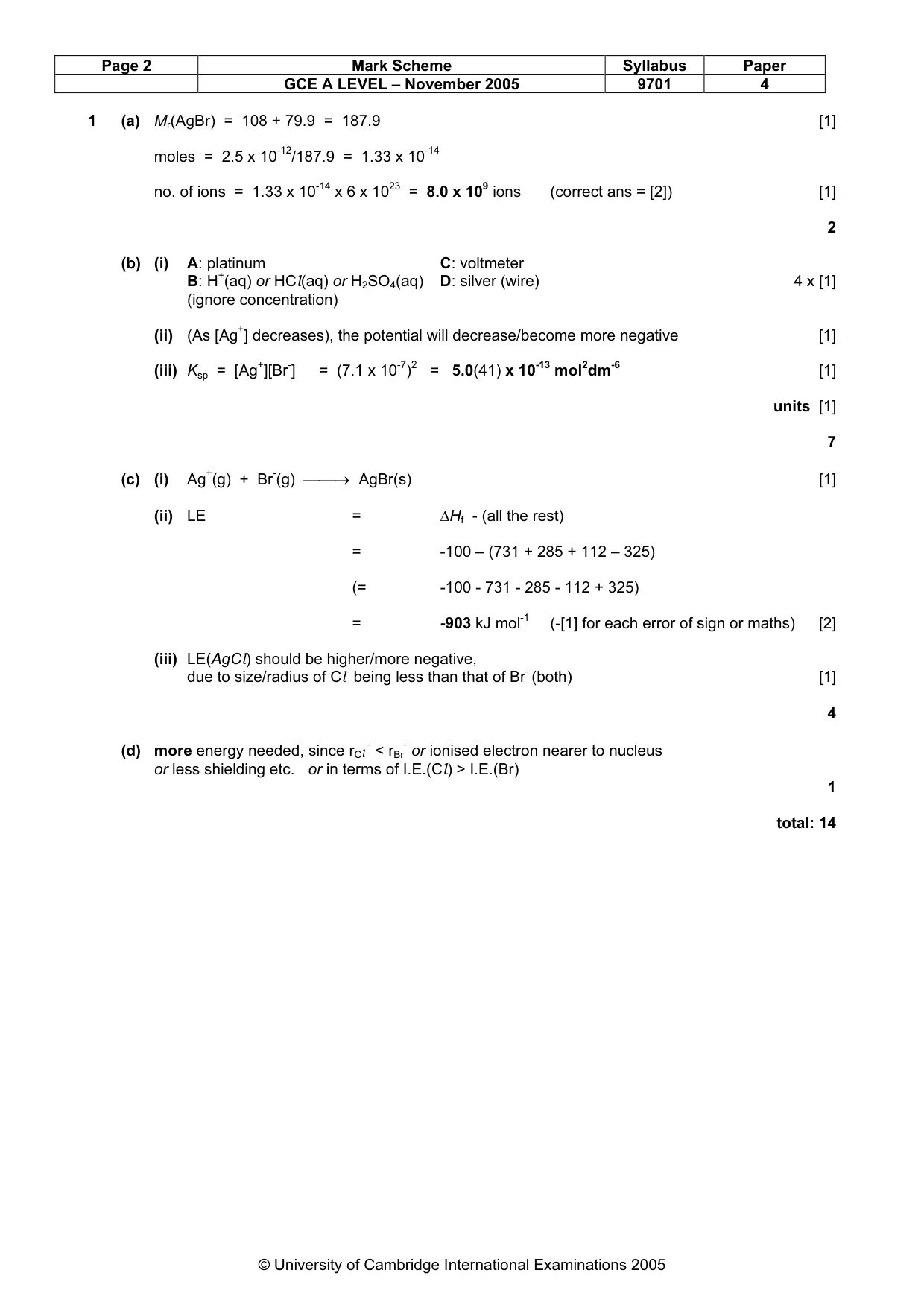 Mark scheme, page 2 of 6