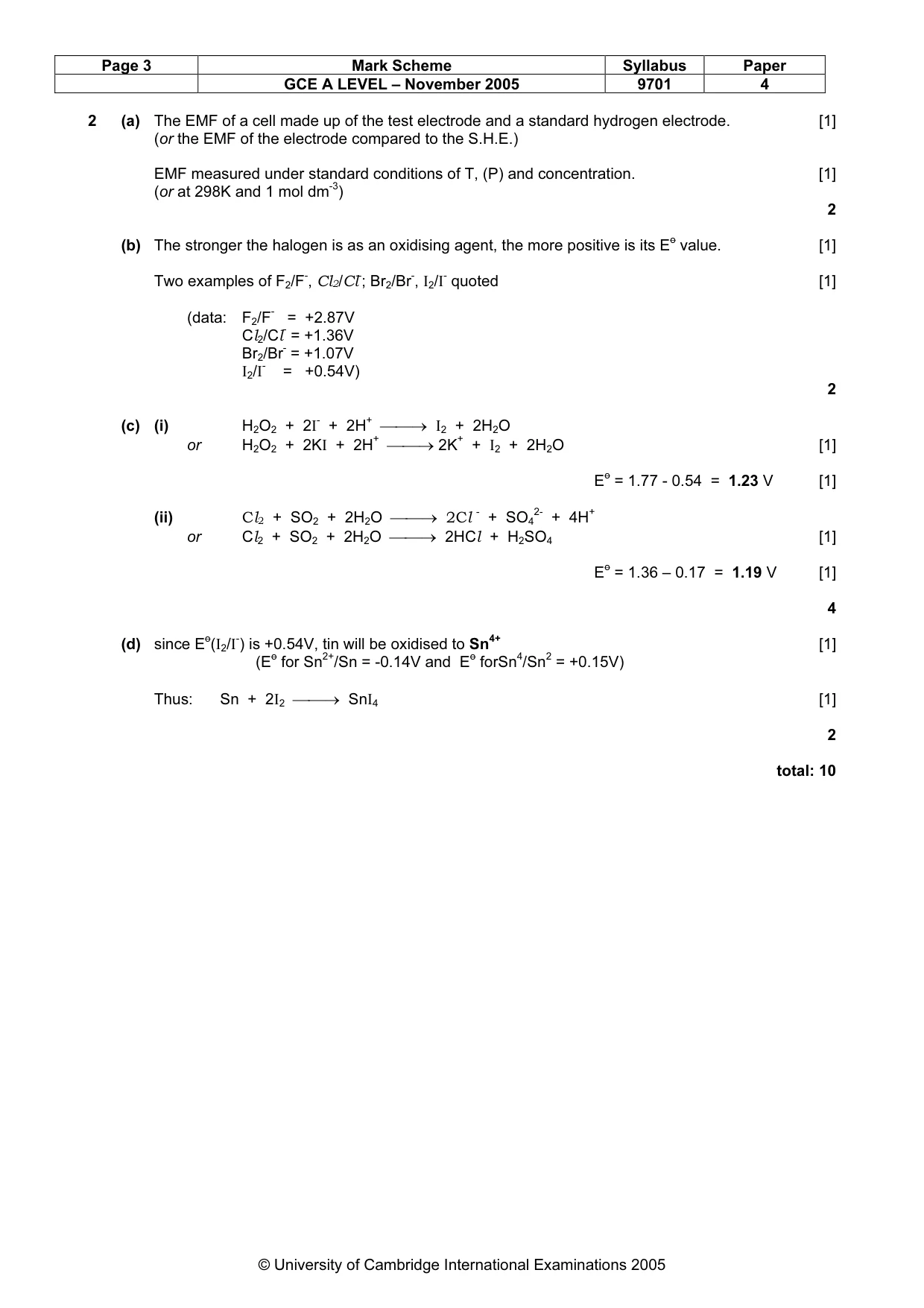 Mark scheme, page 3 of 6