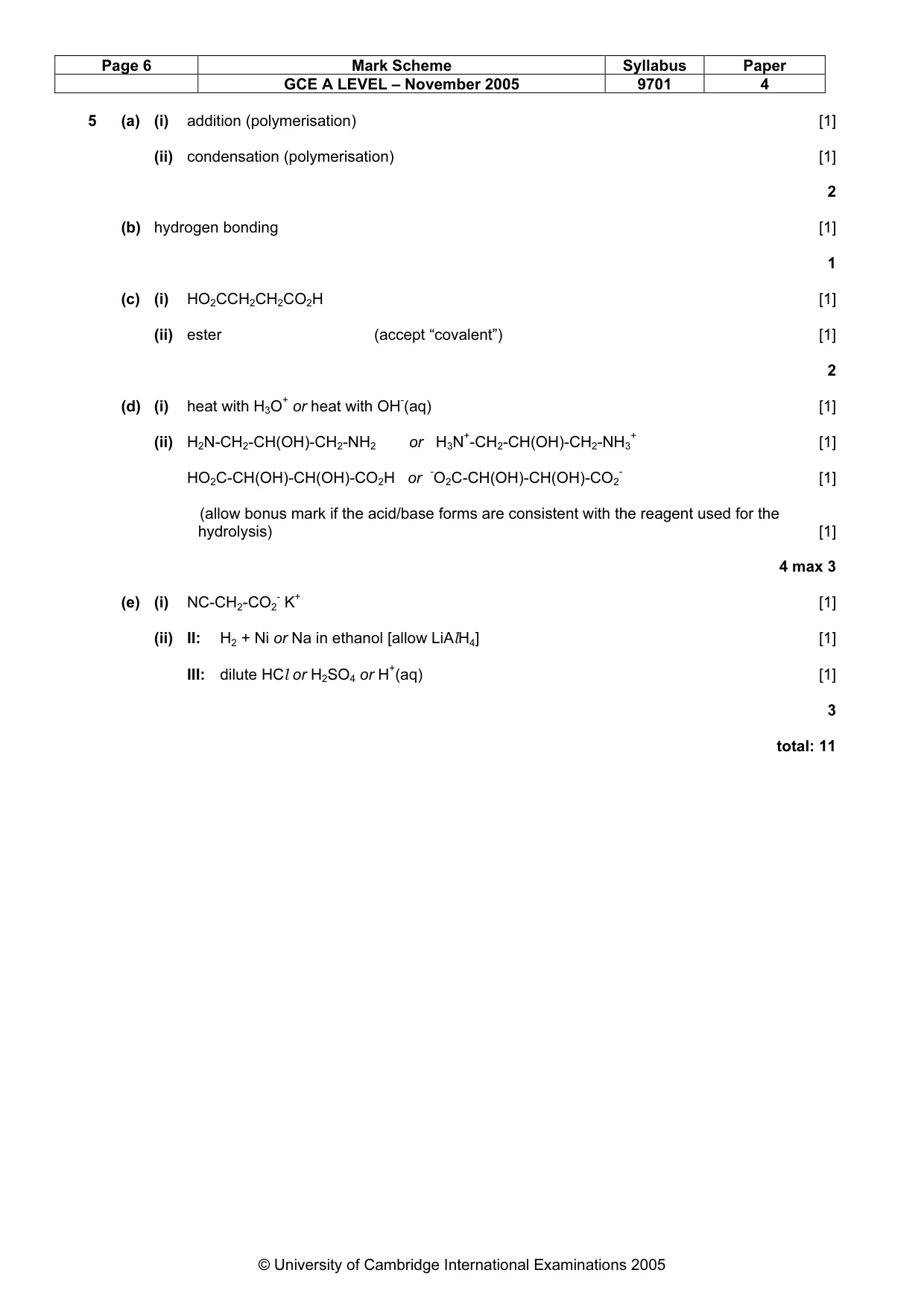 Mark scheme, page 6 of 6