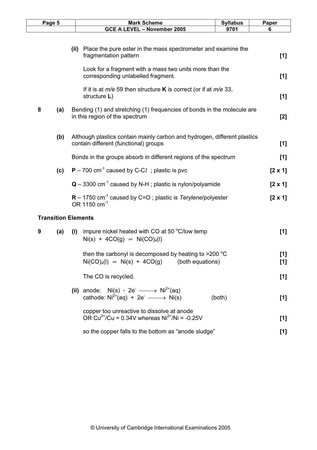 Mark scheme, page 6 of 7
