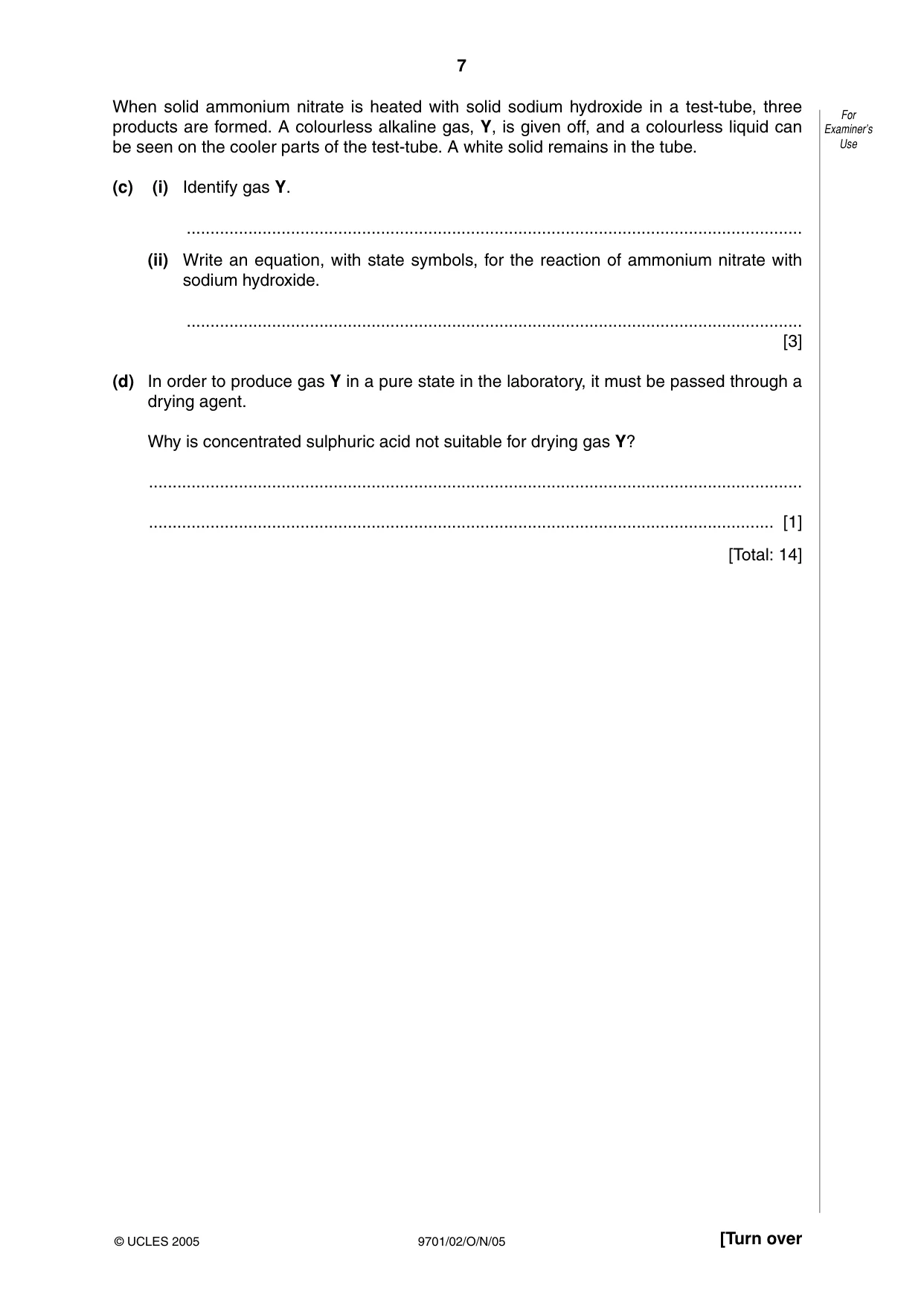 Cambridge A Level Chemistry 9701 2005 Oct/Nov Paper 2 · Variant 1 question paper, page 7 of 12