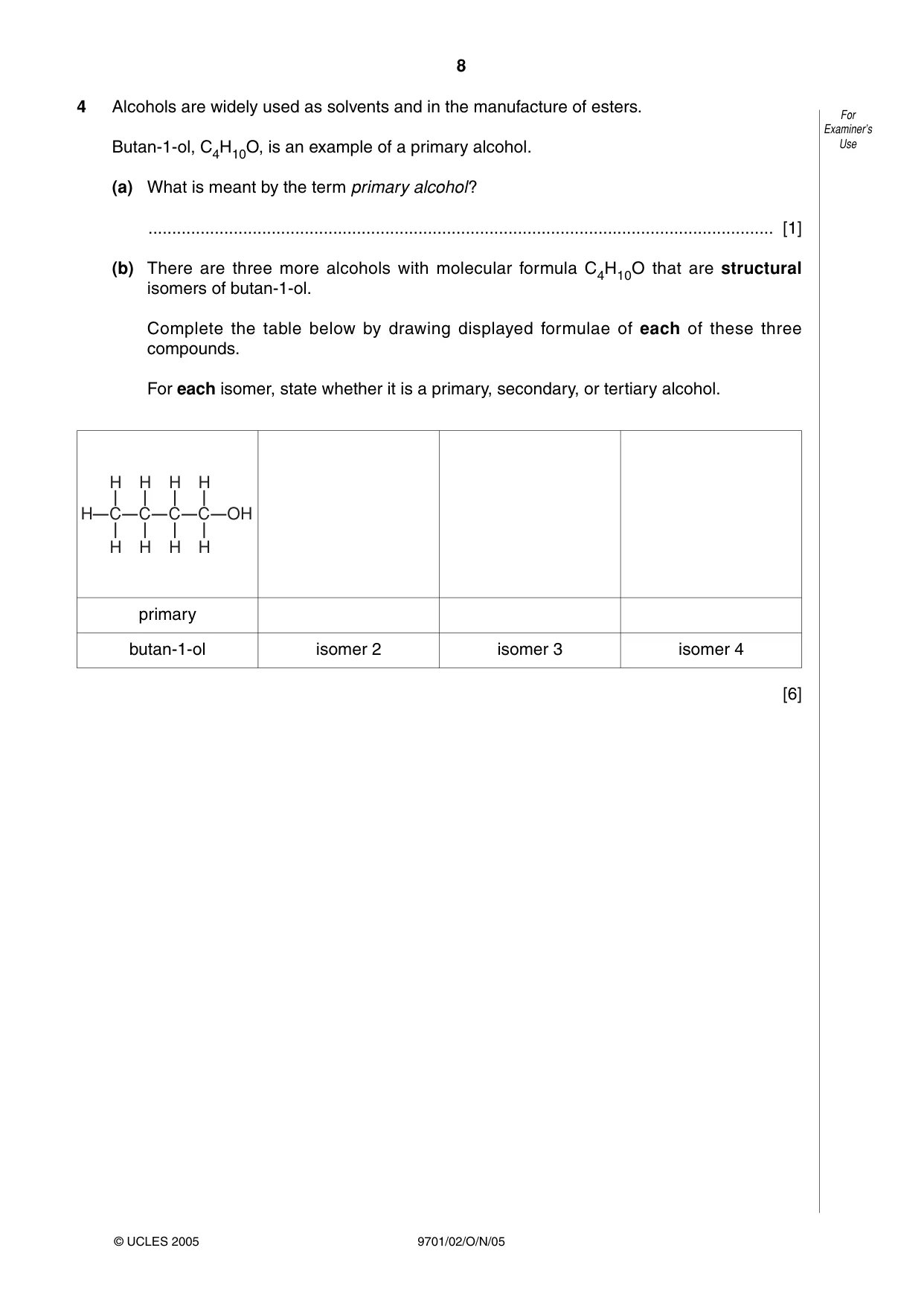 Cambridge A Level Chemistry 9701 2005 Oct/Nov Paper 2 · Variant 1 question paper, page 8 of 12