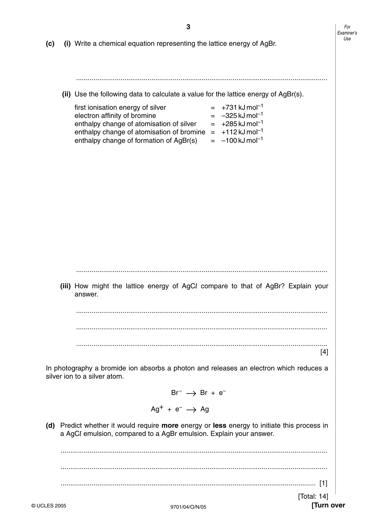 Cambridge A Level Chemistry 9701 2005 Oct/Nov Paper 4 · Variant 1 question paper, page 3 of 12