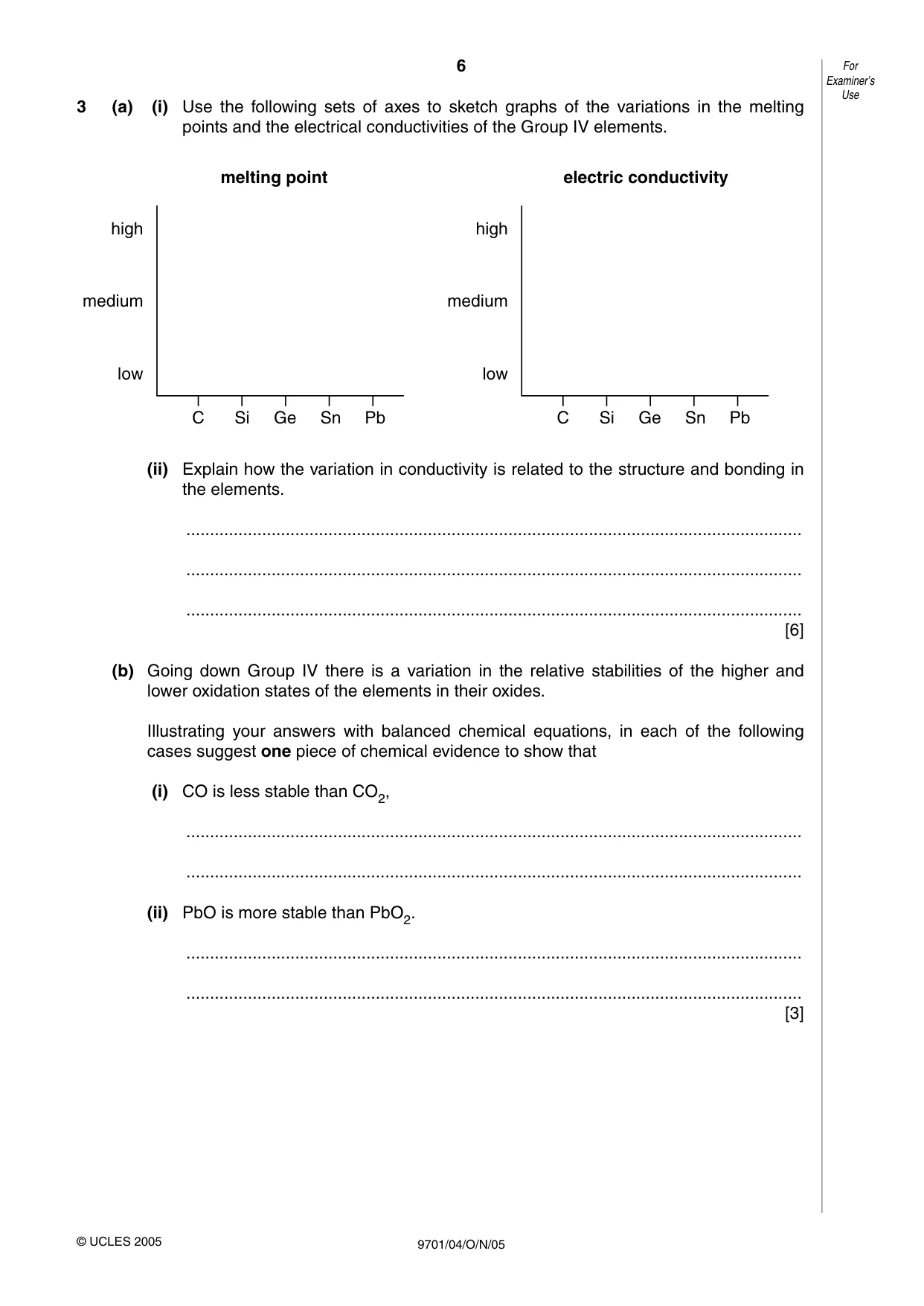 Cambridge A Level Chemistry 9701 2005 Oct/Nov Paper 4 · Variant 1 question paper, page 6 of 12
