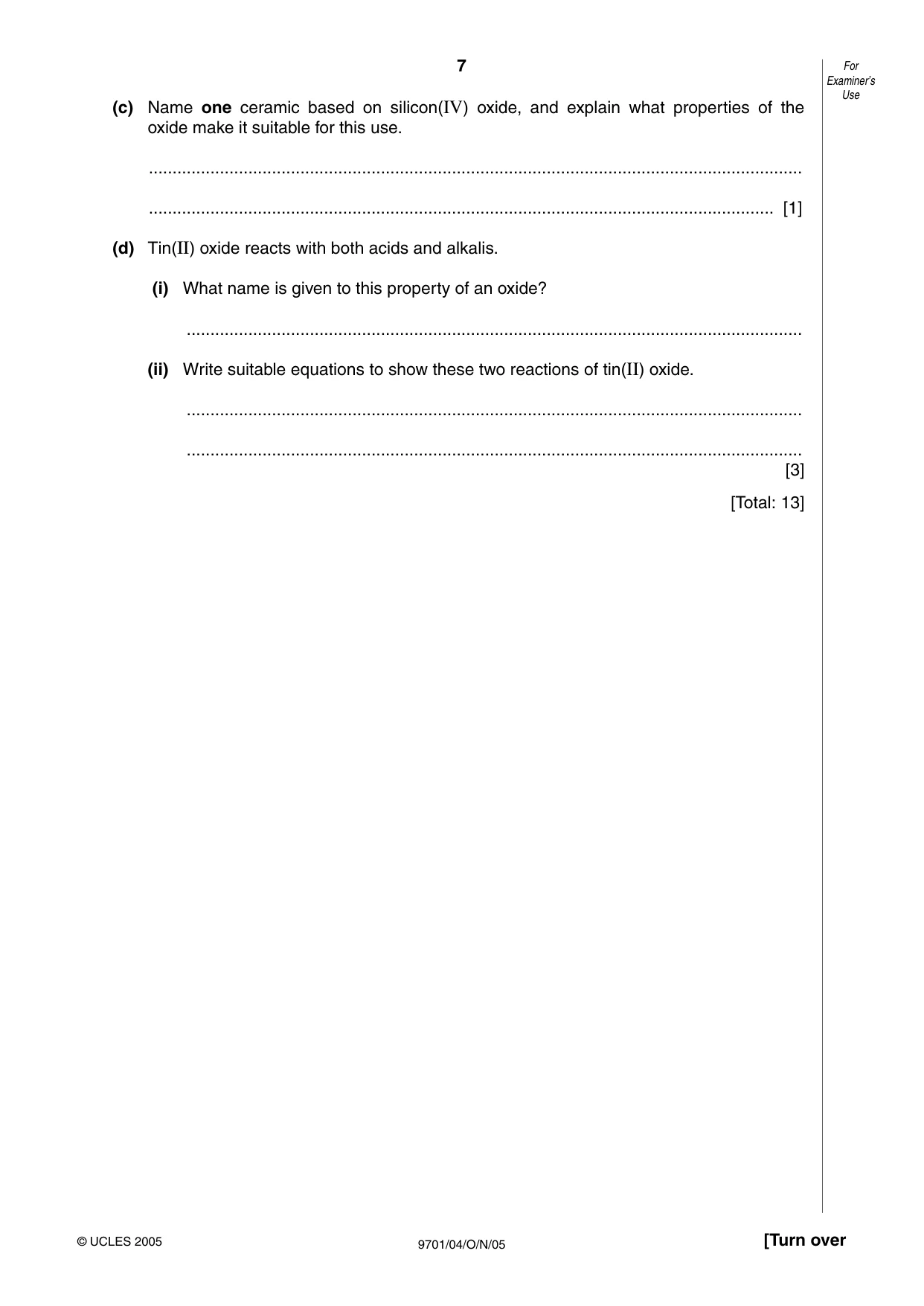 Cambridge A Level Chemistry 9701 2005 Oct/Nov Paper 4 · Variant 1 question paper, page 7 of 12