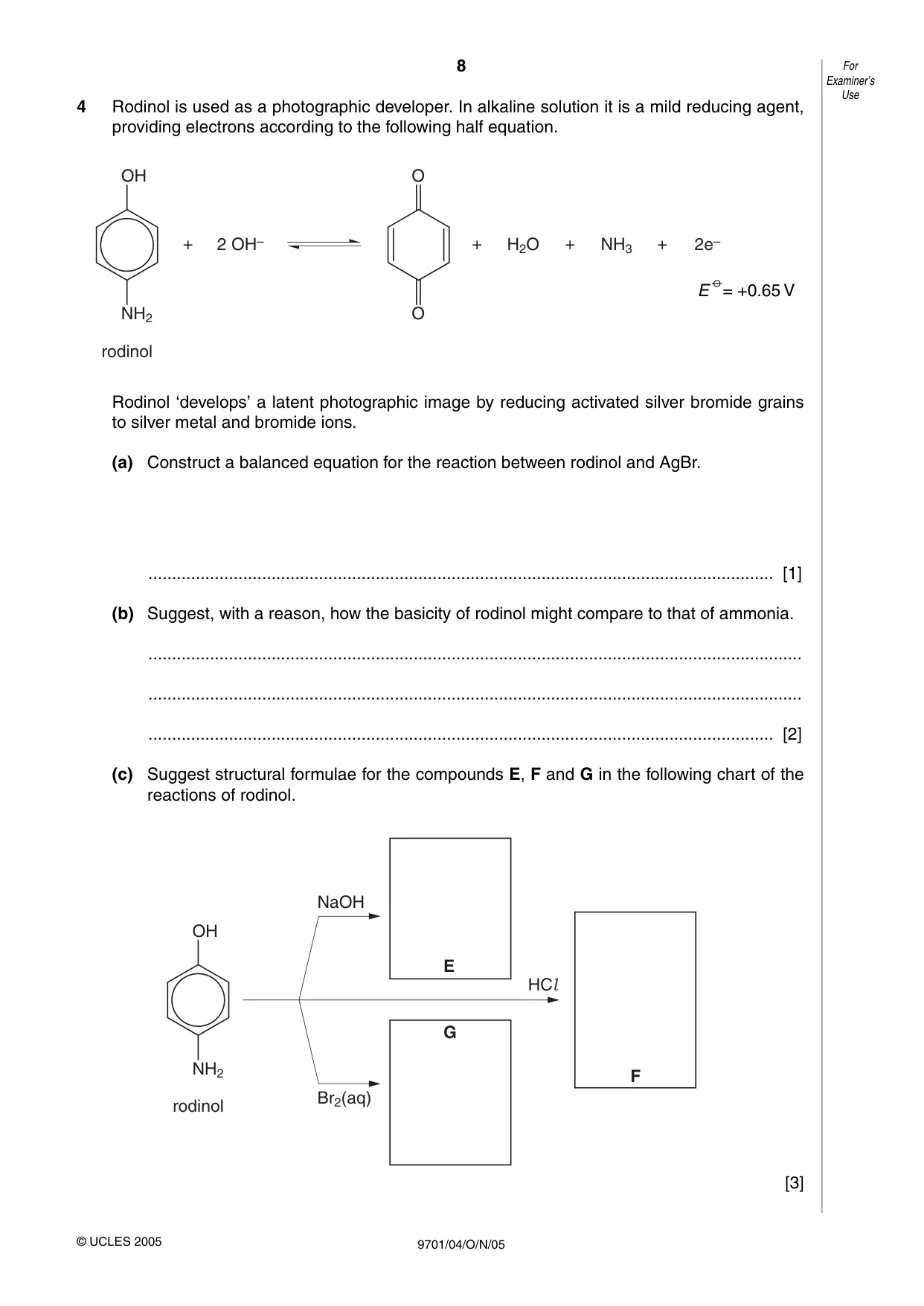 Cambridge A Level Chemistry 9701 2005 Oct/Nov Paper 4 · Variant 1 question paper, page 8 of 12