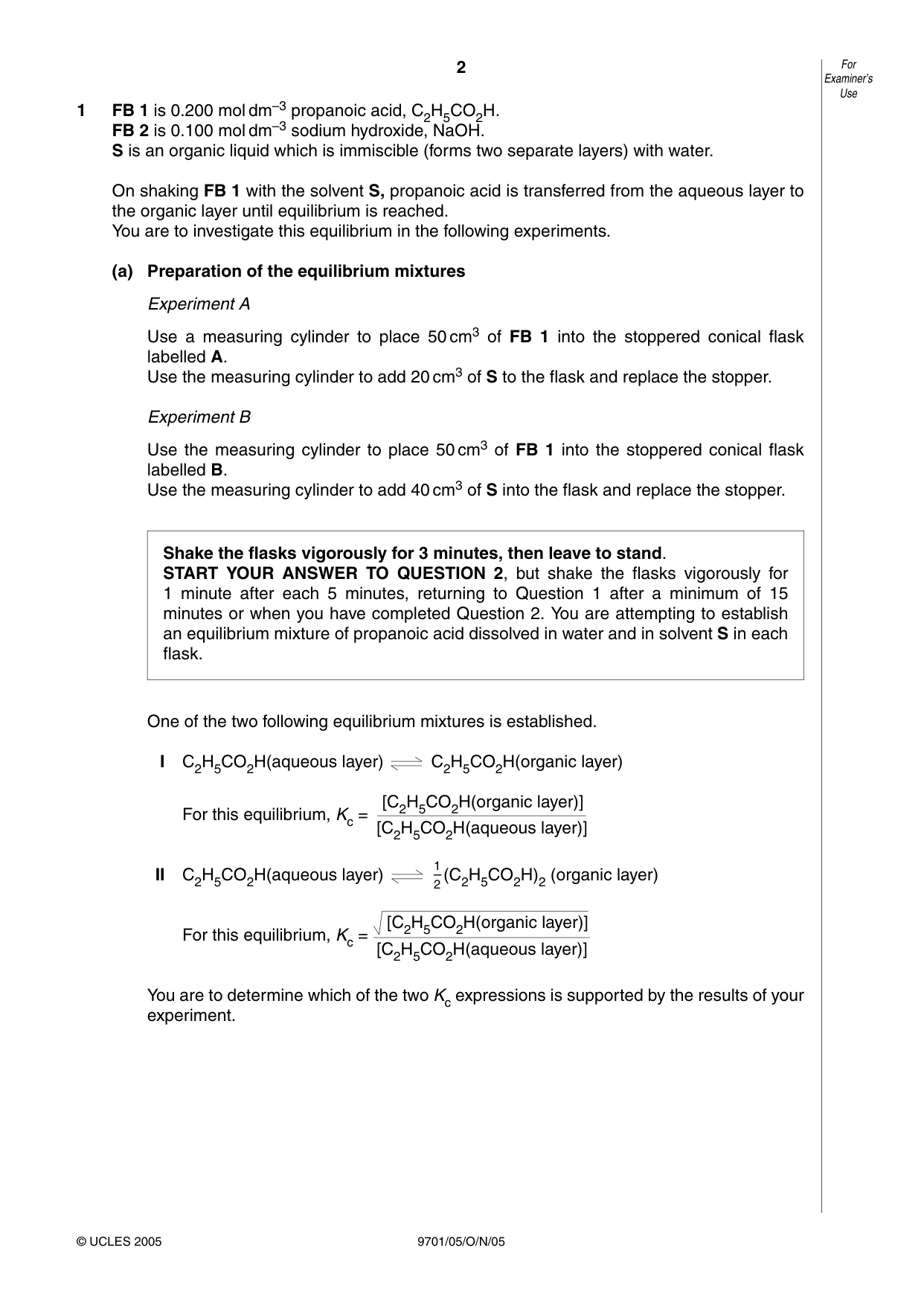 Cambridge A Level Chemistry 9701 2005 Oct/Nov Paper 5 · Variant 1 question paper, page 2 of 8