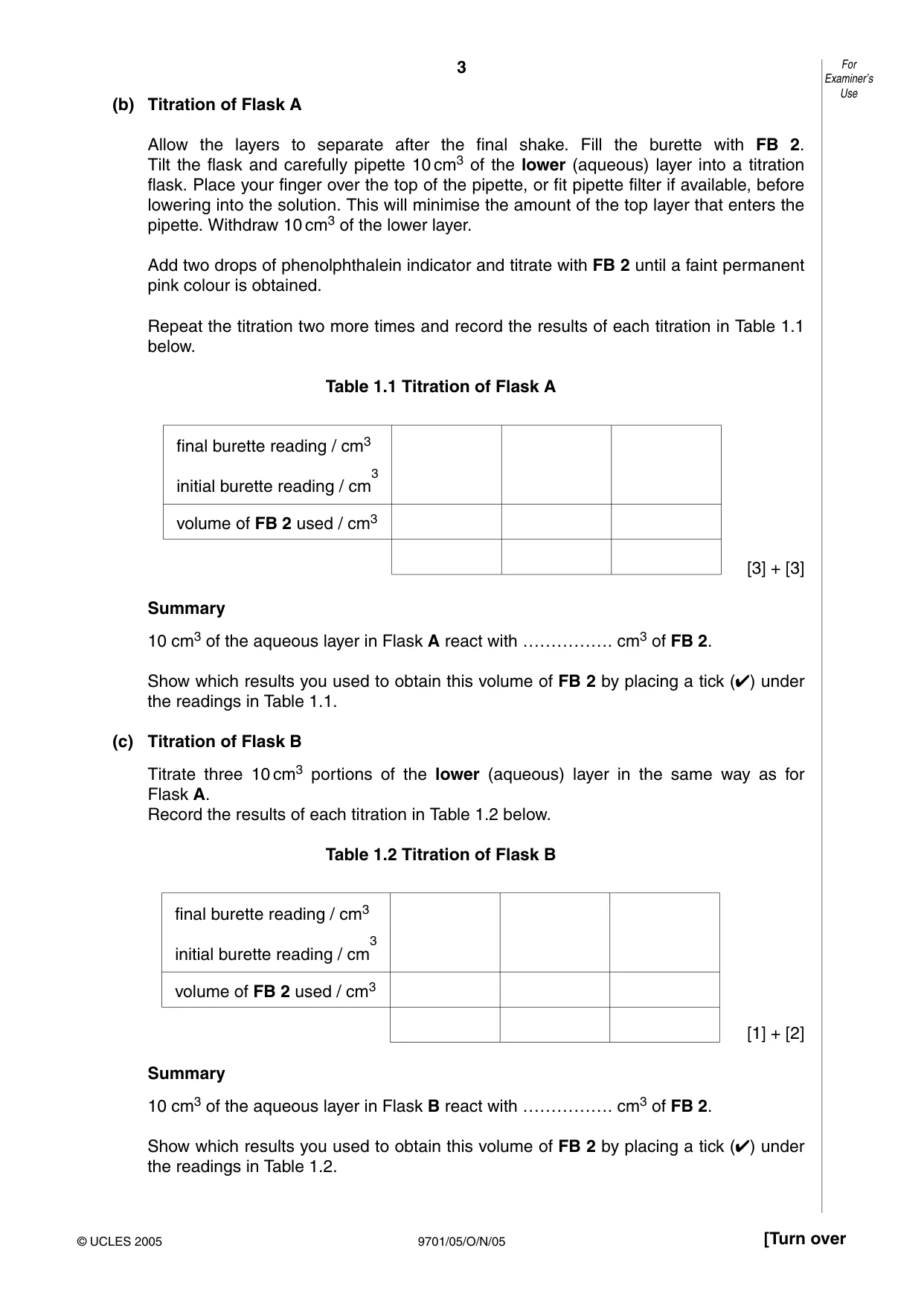Cambridge A Level Chemistry 9701 2005 Oct/Nov Paper 5 · Variant 1 question paper, page 3 of 8